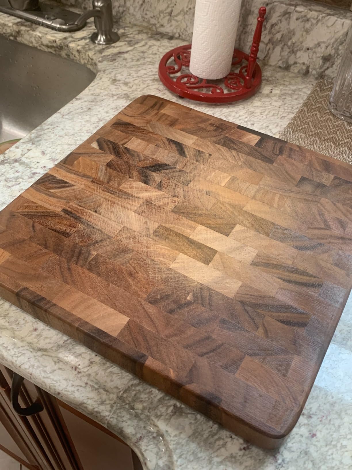 Ironwood Gourmet Large End Grain Prep Station Acacia Wood Cutting Board, 14 x 20-Inch, Brown customer photo 1