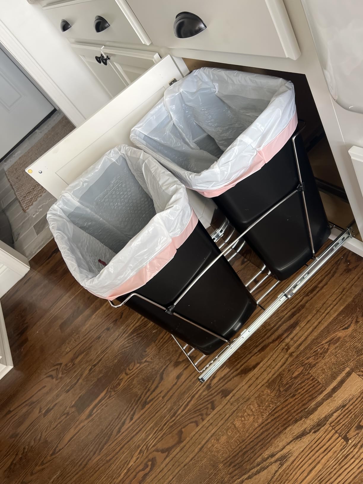 Rev-A-Shelf RV-18KD-18C S Double Pullout Trash Can for Kitchen Cabinets 35 Qt Garbage Recycling Bin on Full Extension Slides customer photo 1
