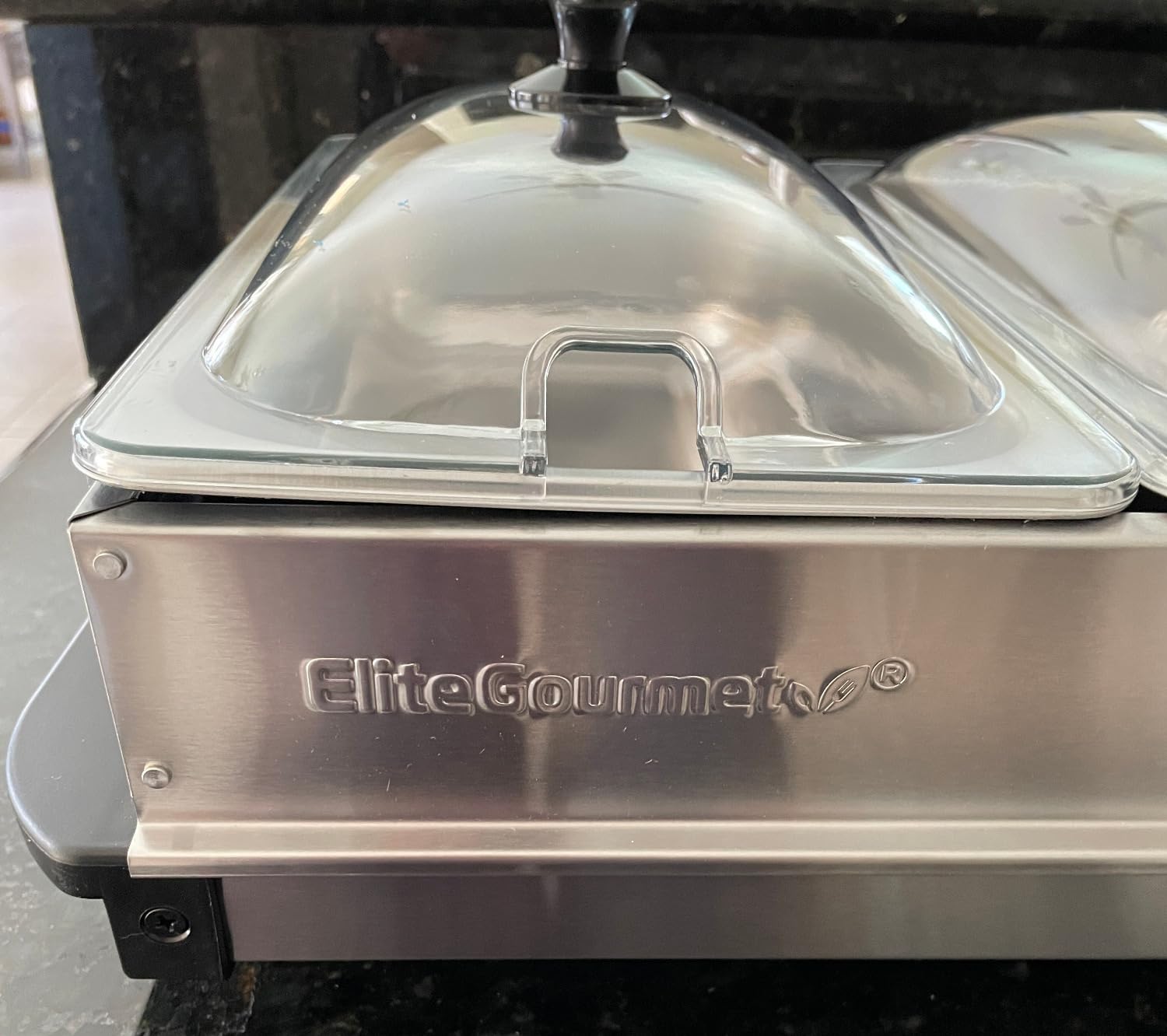 Elite Gourmet EWM-6171 Triple 3 x 2.5 Qt. Trays, Buffet Server, Food Warmer Temperature Control, Clear Slotted Lids, Perfect for Parties, Entertaining & Holidays, 7.5 Qt Total, Stainless Steel customer photo 1