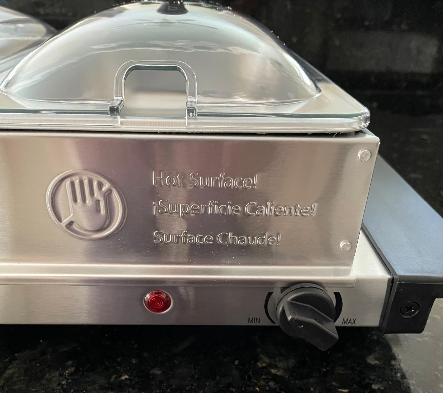 Elite Gourmet EWM-6171 Triple 3 x 2.5 Qt. Trays, Buffet Server, Food Warmer Temperature Control, Clear Slotted Lids, Perfect for Parties, Entertaining & Holidays, 7.5 Qt Total, Stainless Steel customer photo 2