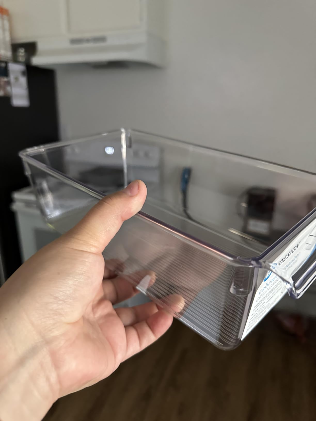 iDesign Linus Plastic Fridge and Freezer Storage Organizer Bin with Handle, Clear Container for Food, Drinks, Produce Organization, BPA-Free , 11.5