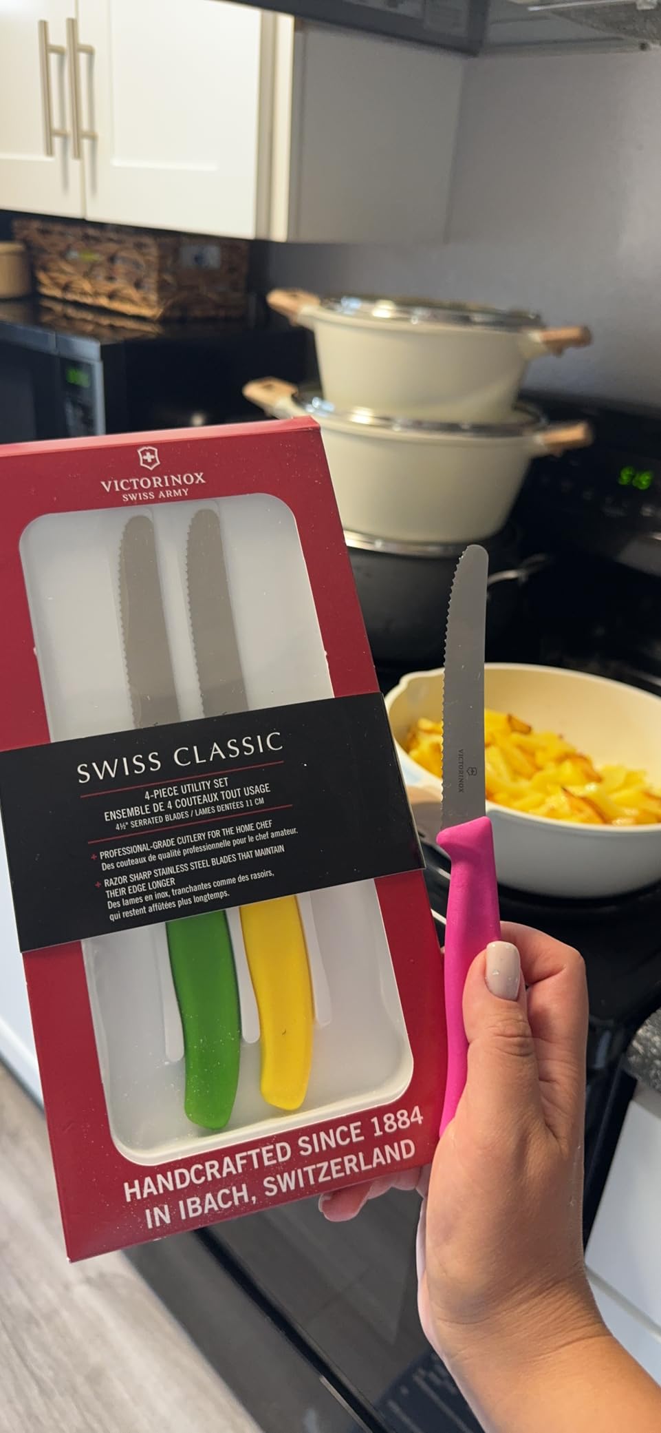 Victorinox Swiss Classic Paring Knife Set - Multicolored 4-Piece Set, Serrated Edge, 4.3