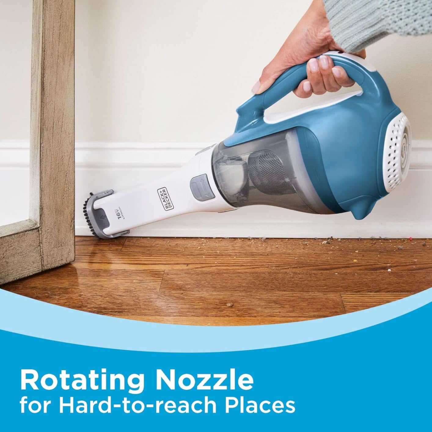 BLACK+DECKER dustbuster AdvancedClean Handheld Vacuum Cordless, Compact Home and Car Vacuum with Crevice Tool ,Rotating Nozzle and Charging Station, Large Dust Bowl (CHV1410L) customer photo 1