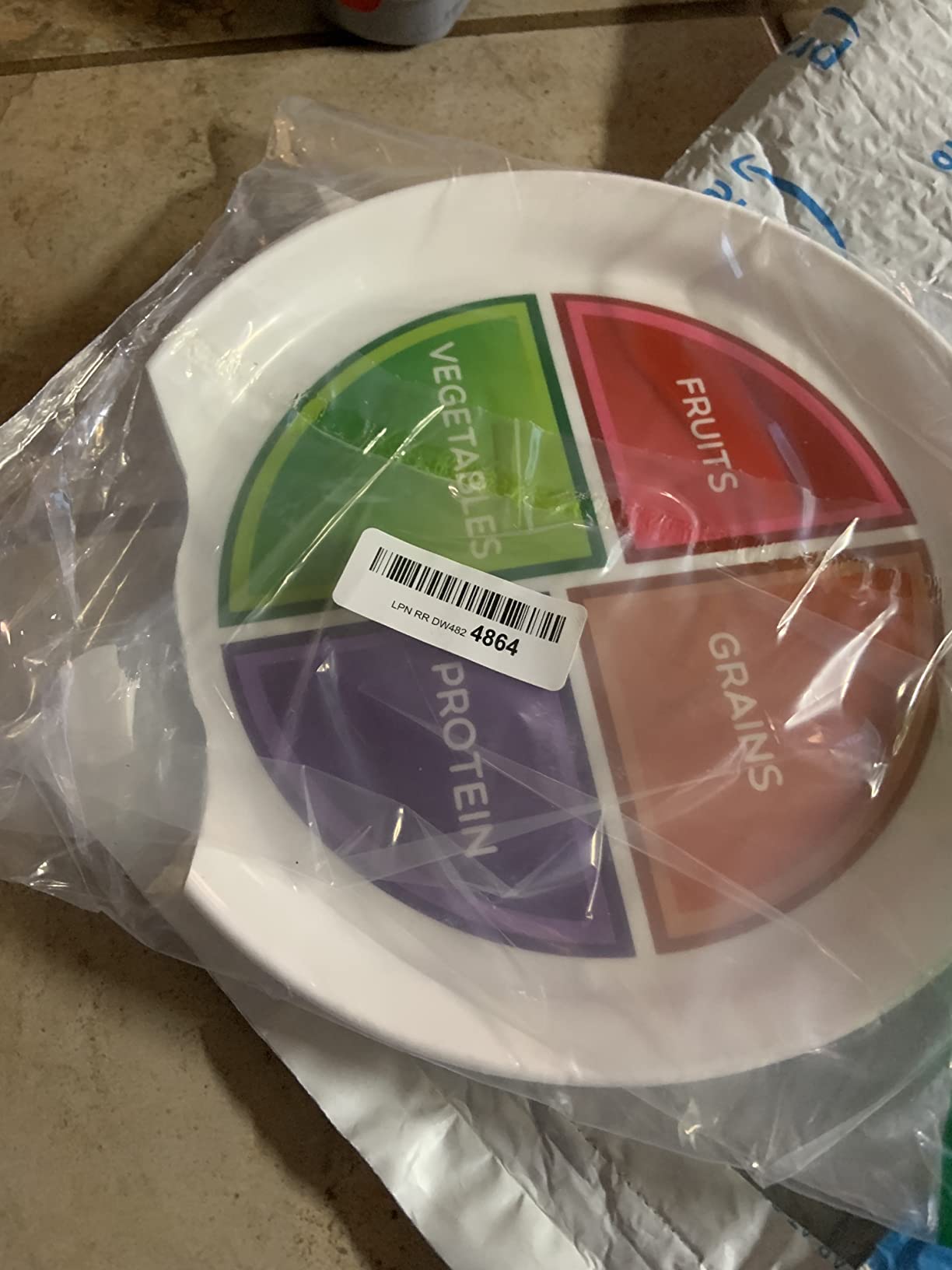 Health Beet Choose MyPlate Portion Control Plate - 4 Flat Sections for Fruits Grain Vegetable Protein - Dishwasher & Microwave Safe Visually Sectioned Plates for Health Education - (1-Pack) customer photo 2