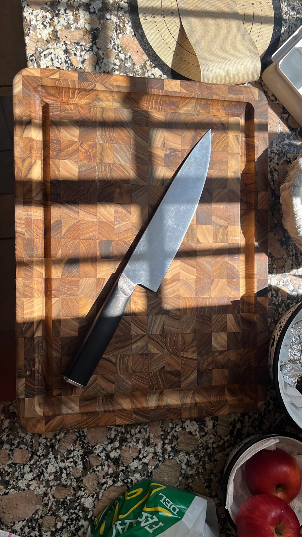 Teakhaus Butcher Block Carving Board - Medium Thick Cutting Board with Juice Groove - Holiday Gift Ideas for Men and Women - Gift-Ready End Grain Wood, Knife Friendly - FSC Certified customer photo 1