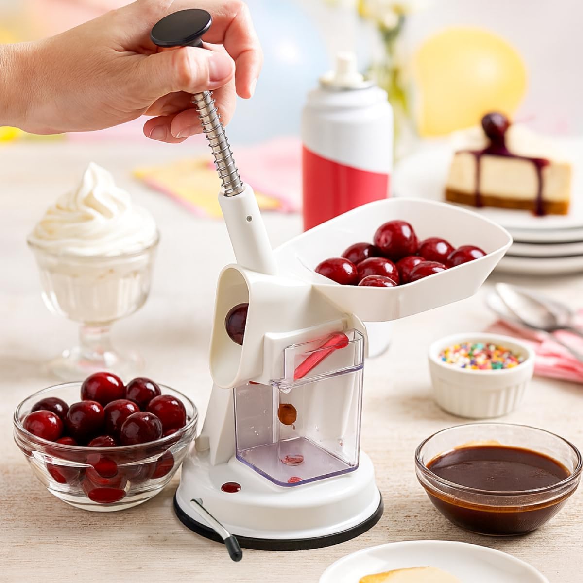 Mrs. Anderson's Baking Deluxe Cherry Pitter with Suction Base, BPA Free, 11-Inches x 7.5-Inches x 4.5-Inches customer photo 2