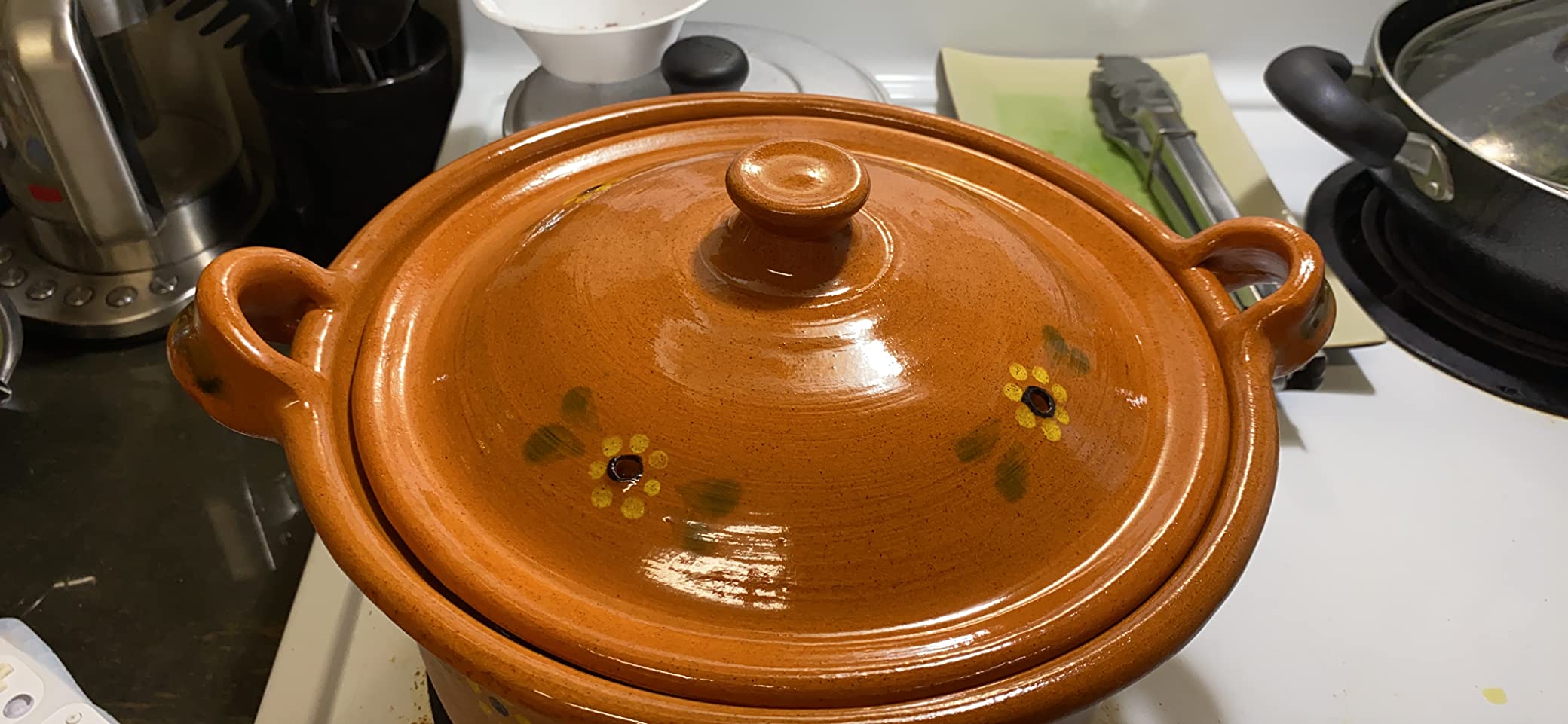 Ancient Cookware, Mexican Clay Lidded Cazuela Pot, Medium, Terracotta, 3.5 Quarts customer photo 1