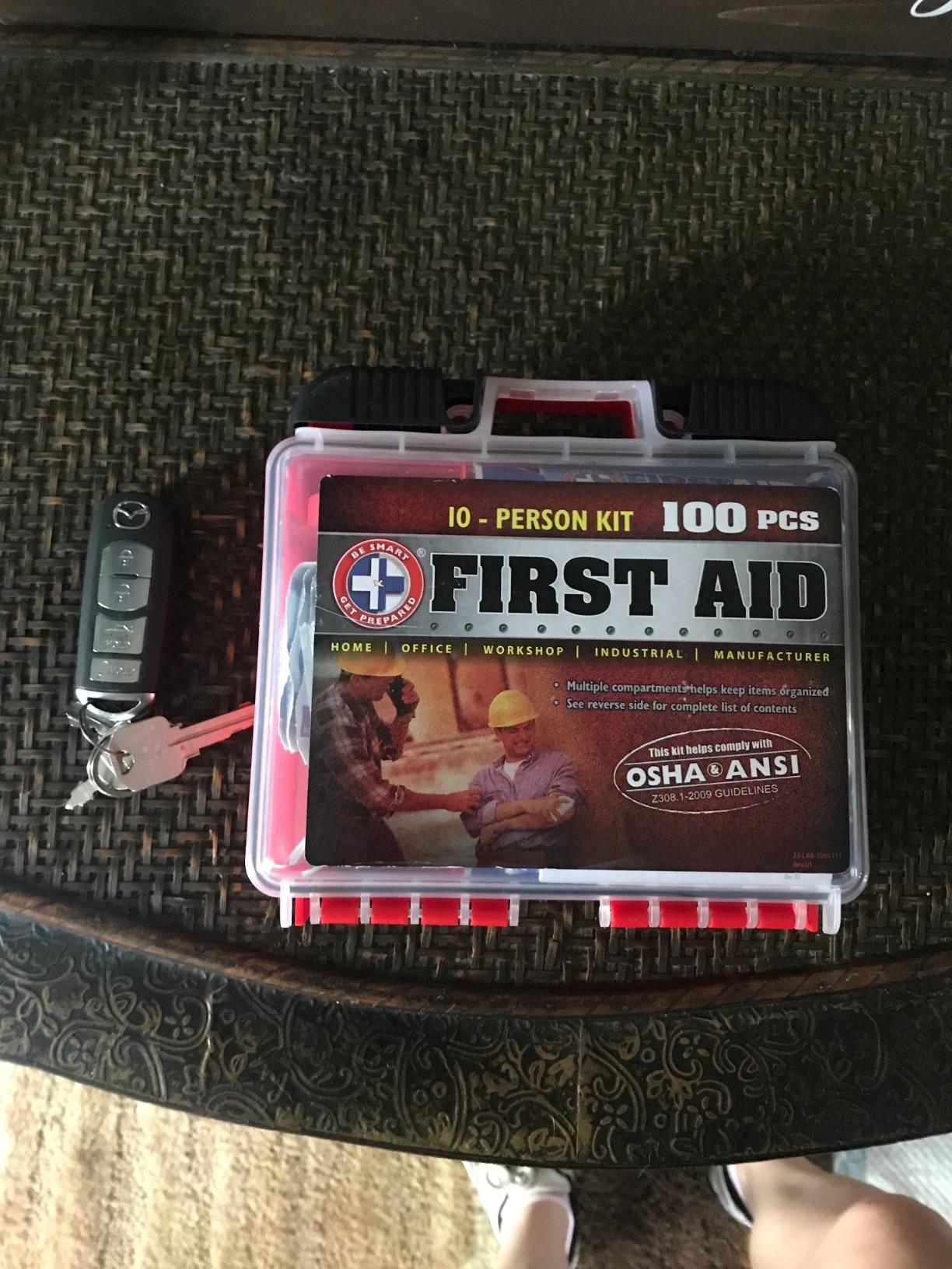 Be Smart Get Prepared OSHA/ANSI First Aid Kit - 10 Person, 100 Pieces - Designed for Home, Business, School, Industrial, and Restaurants - Compact & Portable customer photo 1