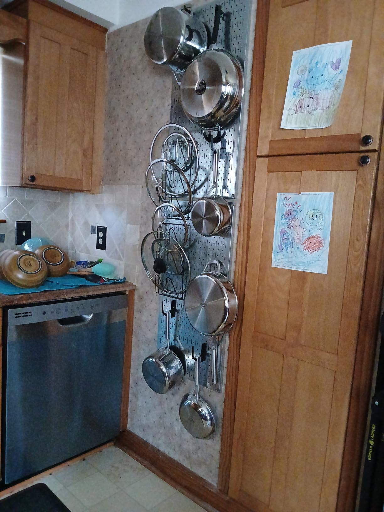 Wall Control Kitchen Pegboard Organizer Pots and Pans Storage Rack Organization Kit with Metallic Silver Pegboard and Black Accessories customer photo 2