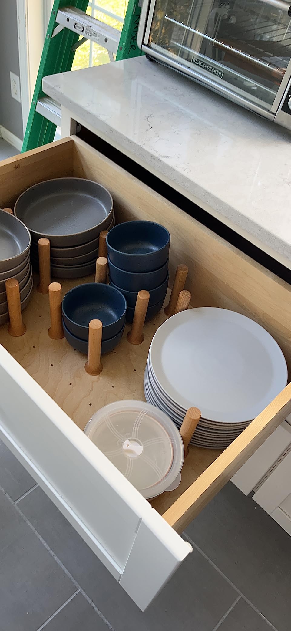 Rev-A-Shelf Trimmable Pegboard Drawer Divider Organizer, Trim to Fit Wooden Kitchen Cabinet Storage Utensil, Pots & Dish Rack, 30