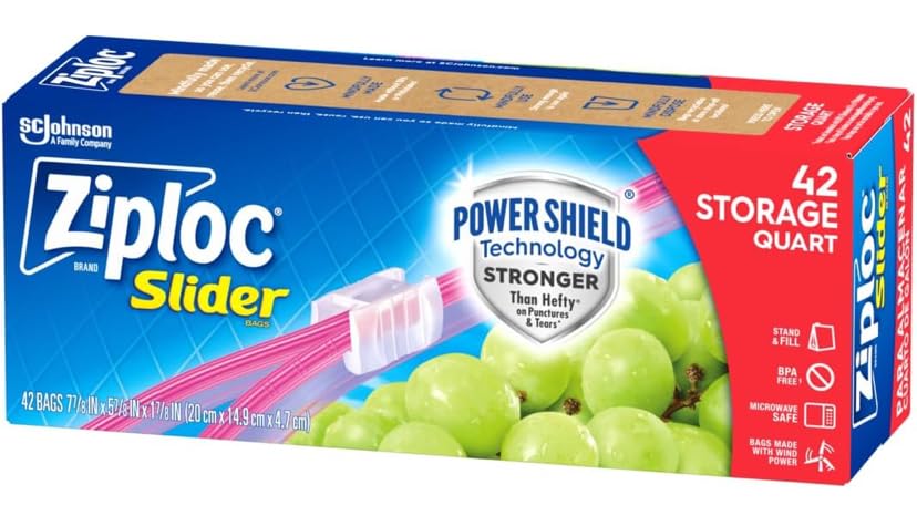 Ziploc Quart Food Storage Slider Bags, Power Shield Technology for More Durability, 42 Count customer photo 2