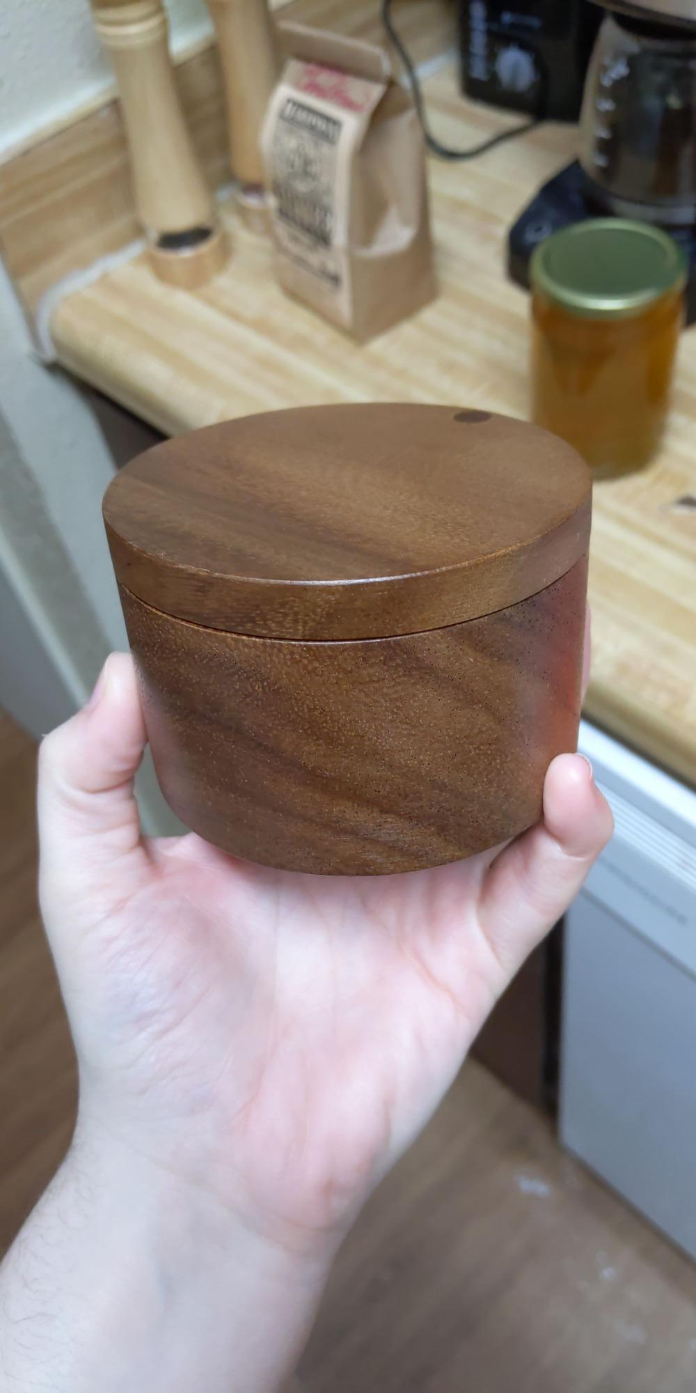 Lipper International Acacia Wood Salt or Spice Box with Swivel Cover, 3-1/2