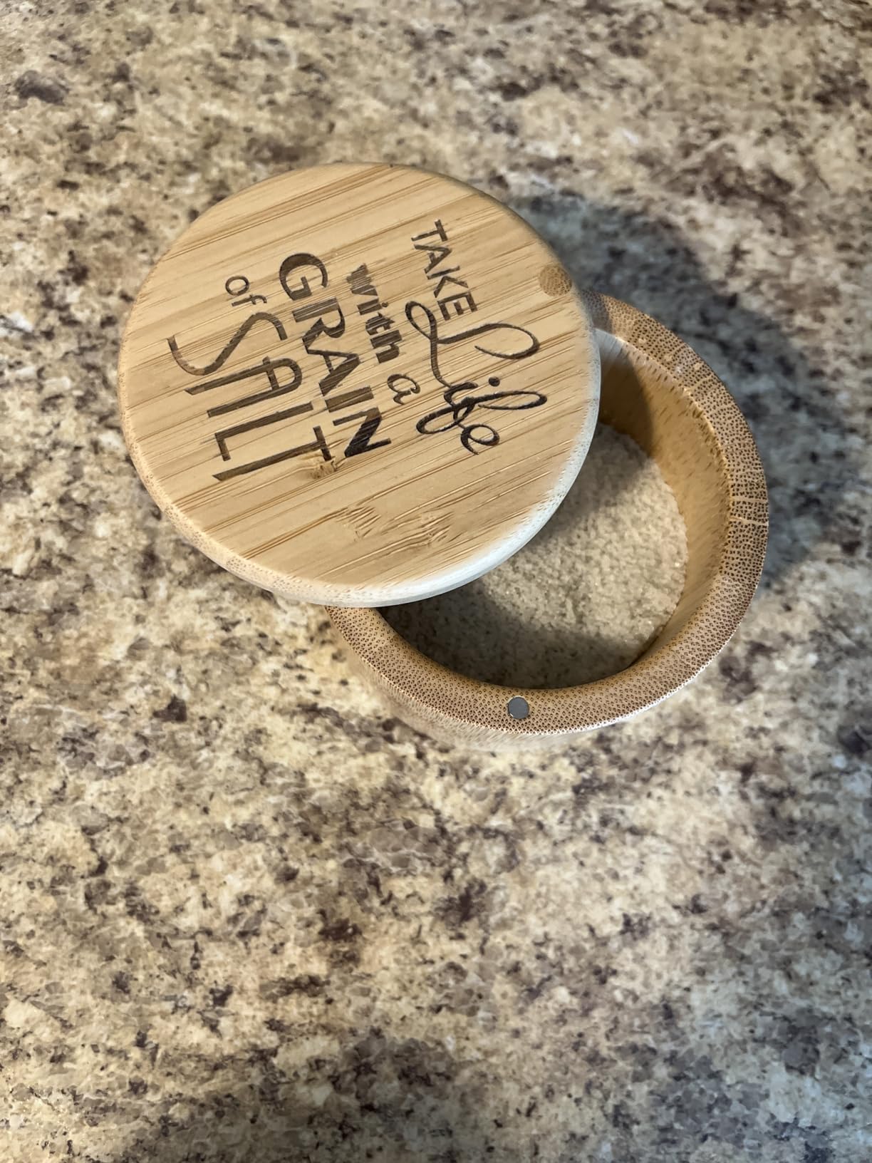 Totally Bamboo Salt Cellar Bamboo Storage Box with Magnetic Swivel Lid, 6 Ounce Capacity, 