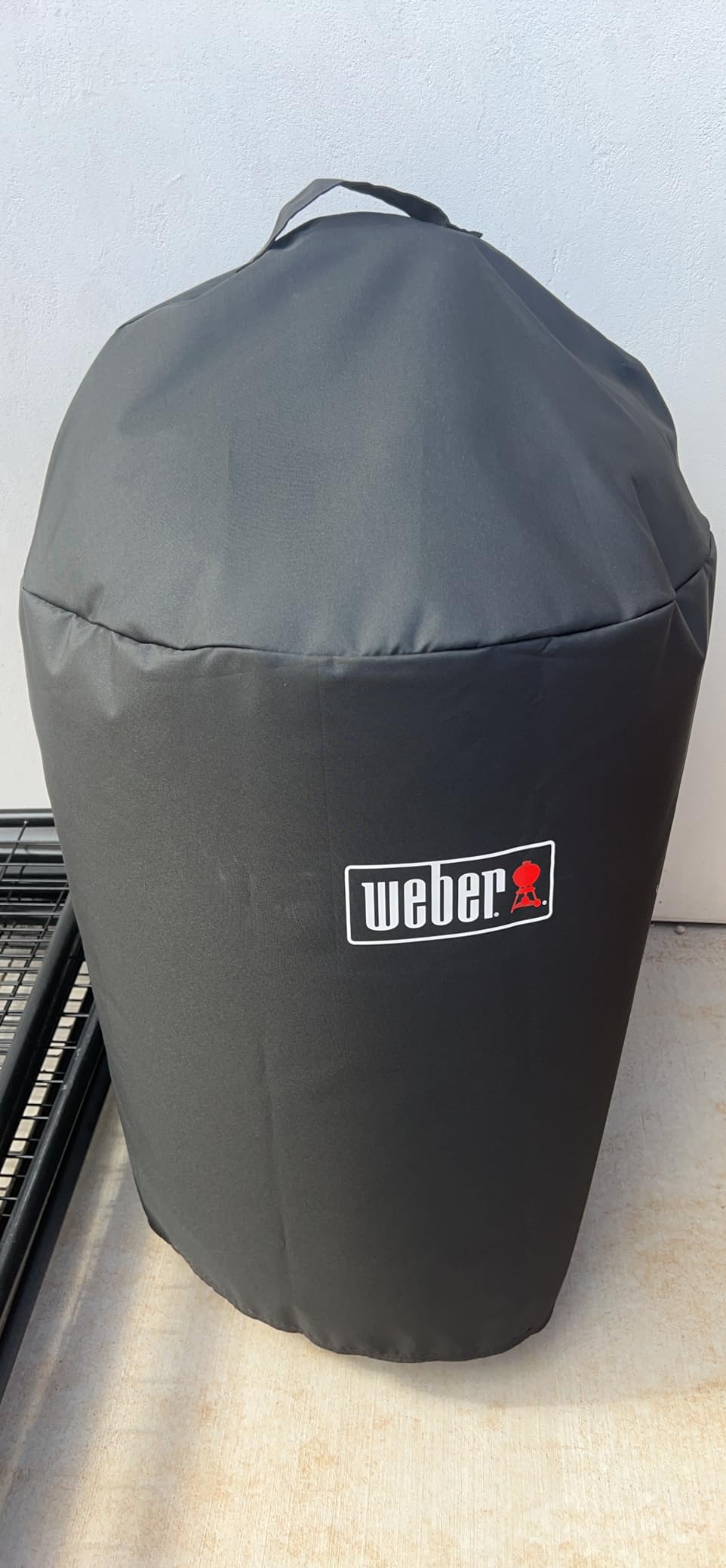 Weber Premium 22-Inch Charcoal Grill Cover, Black - UV-Resistant, Breathable & Water-Resistant Polyester, Secure Strap Fit, Fits 22