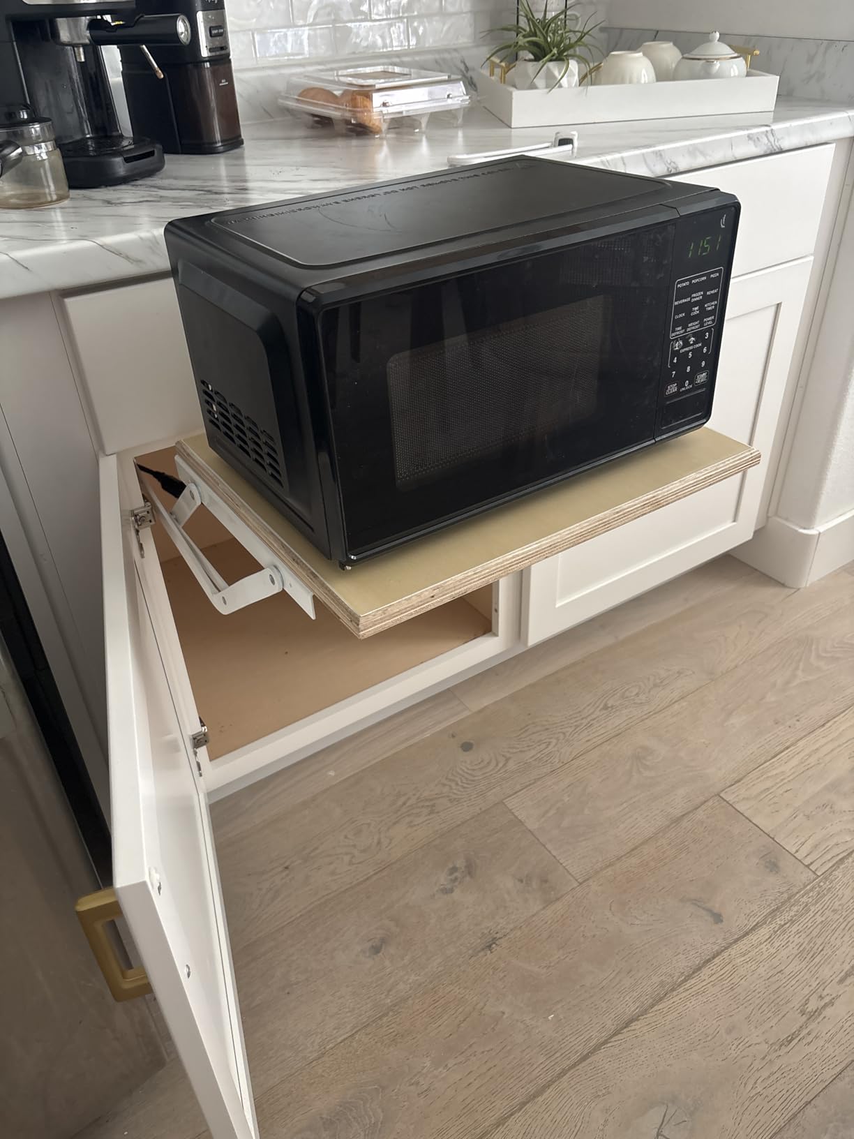 WOOD TECHNOLOGY Kitchen Appliance Lift, White, with Self-Locking Spring Mechanism for Heavy Appliance Storage and Space Savings customer photo 1