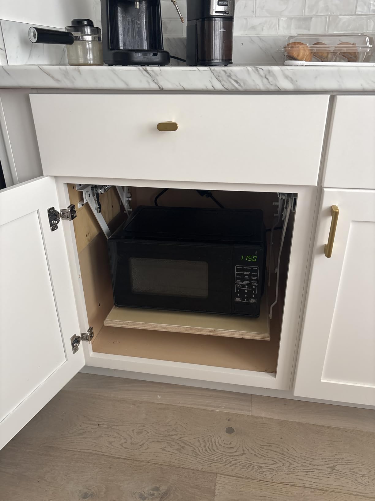 WOOD TECHNOLOGY Kitchen Appliance Lift, White, with Self-Locking Spring Mechanism for Heavy Appliance Storage and Space Savings customer photo 2