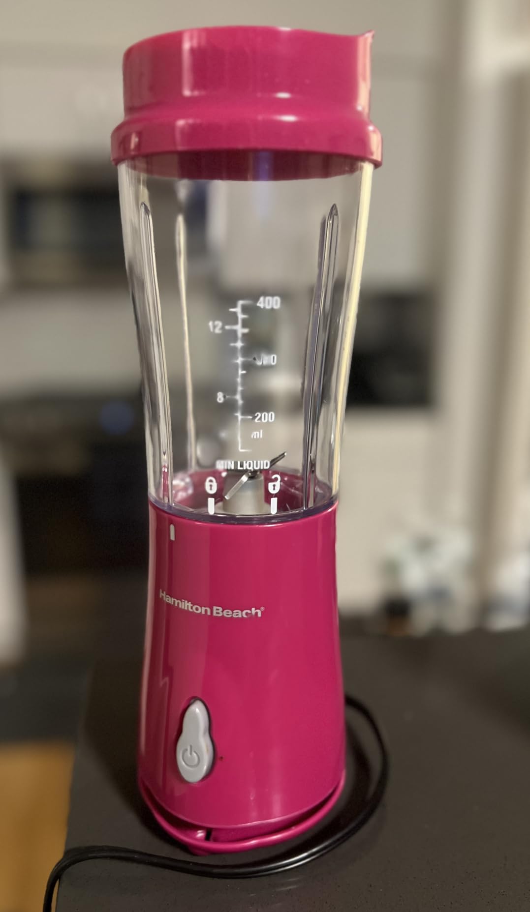 Hamilton Beach Portable Blender for Shakes and Smoothies, 14 Oz BPA Free Travel Cup & Lid, Durable Stainless Steel Blades, Personal Smoothie Blender, Raspberry customer photo 1