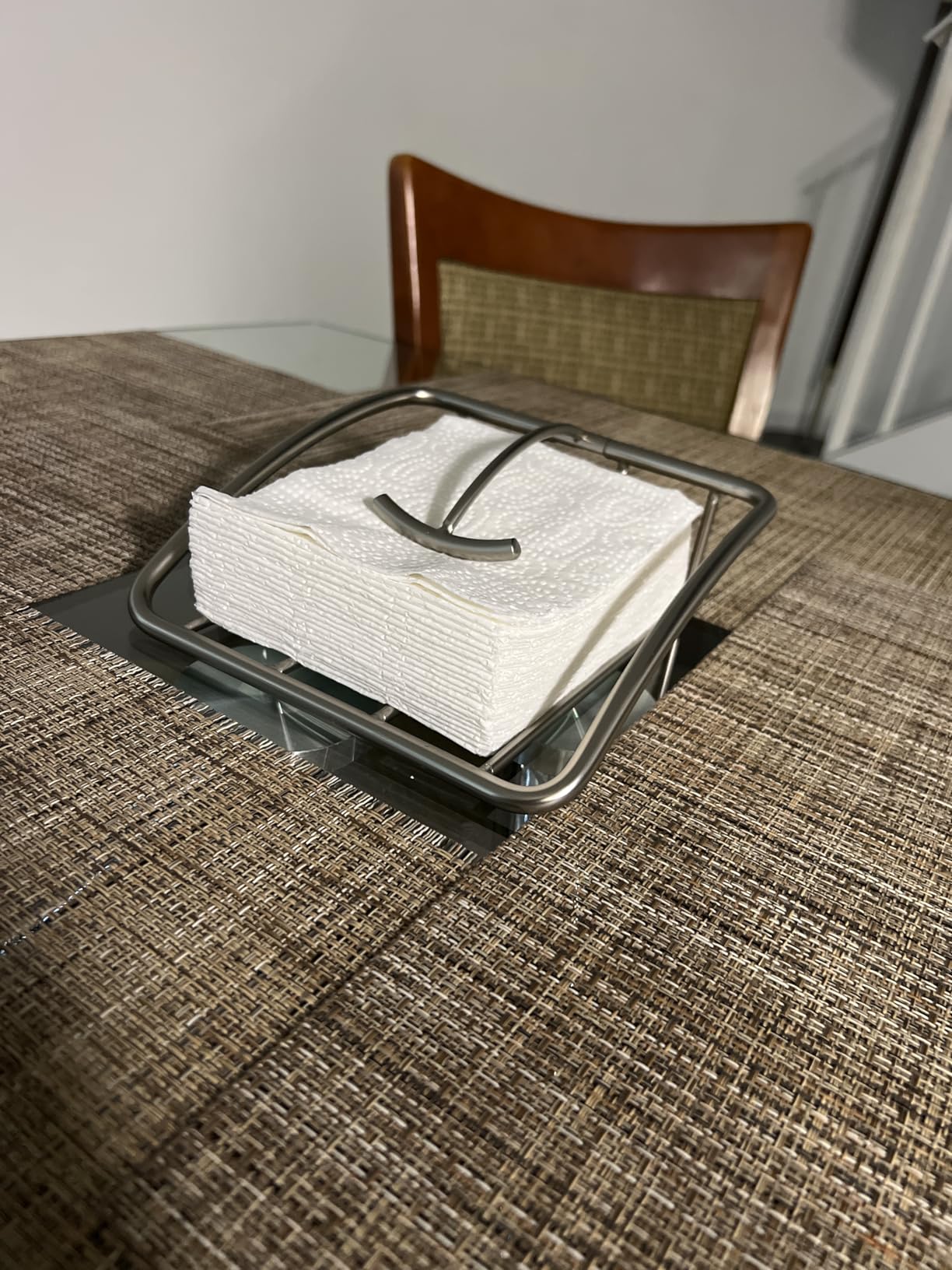 Spectrum Euro Napkin Holder for Table Kitchen Organizer for Counter Dining Room Table, Modern Sturdy Metal Flat Napkin Dispenser with Weighted Tension Arm Home for Paper Cocktail Napkin, Satin Nickel customer photo 1