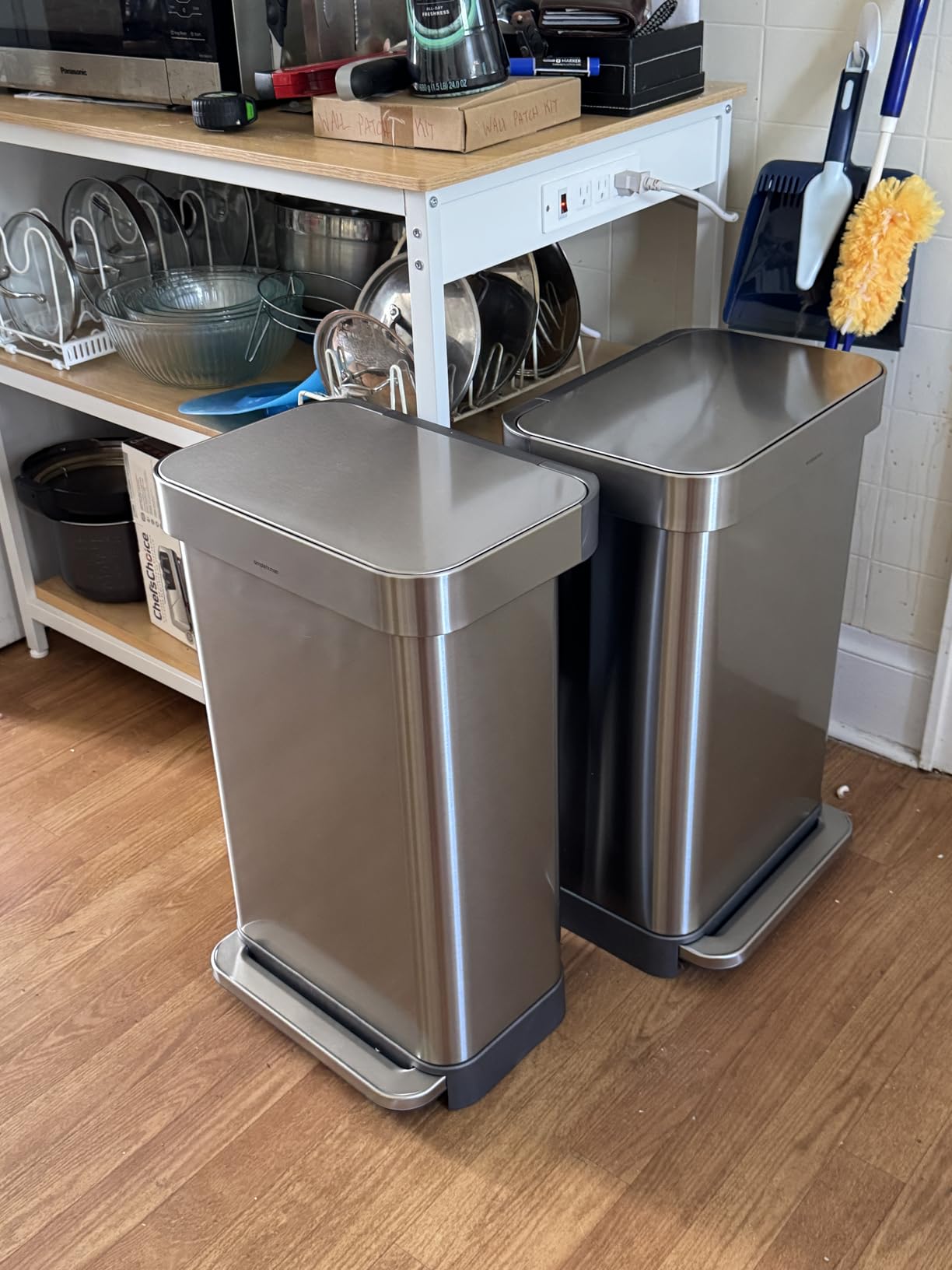 simplehuman Kitchen Trash Can with Lid, Touchless Waste Bin, Large 45 Liter, Rectangular, White Stainless Steel customer photo 2