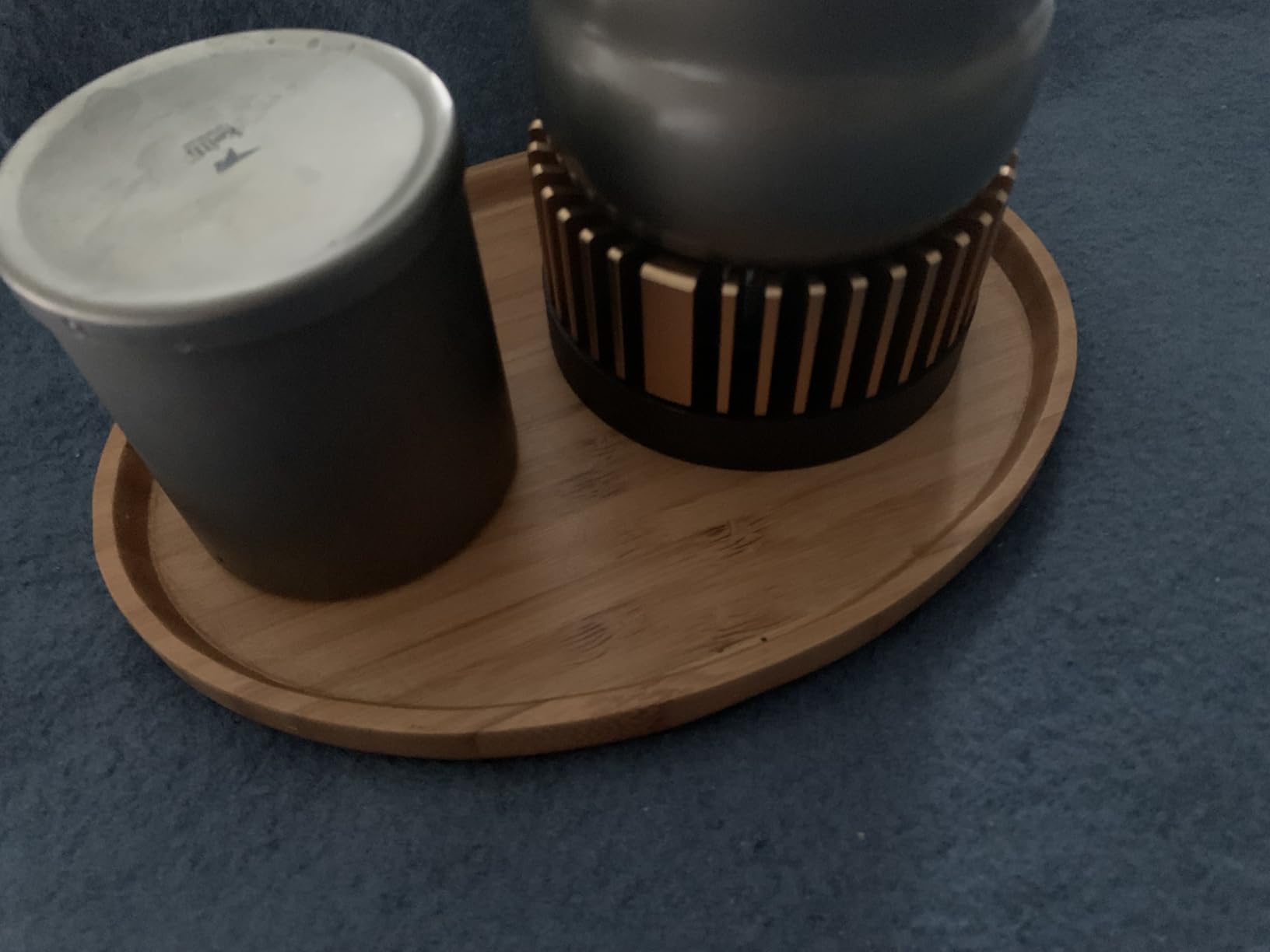 Tea Forte Natural Bamboo Small Oval Decorative Serving Tray for Tea, Coffee, Snacks, 9 in x 7 in customer photo 2