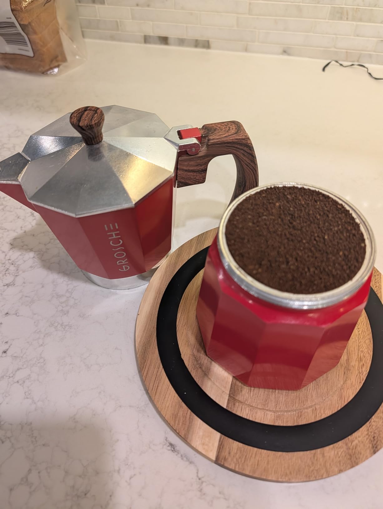 GROSCHE Milano Stovetop Espresso Maker Moka Pot Cuban Coffee Maker Stovetop Coffee Maker Moka Italian Greca Brewer Percolator | 6 Espresso Cup, Black customer photo 2