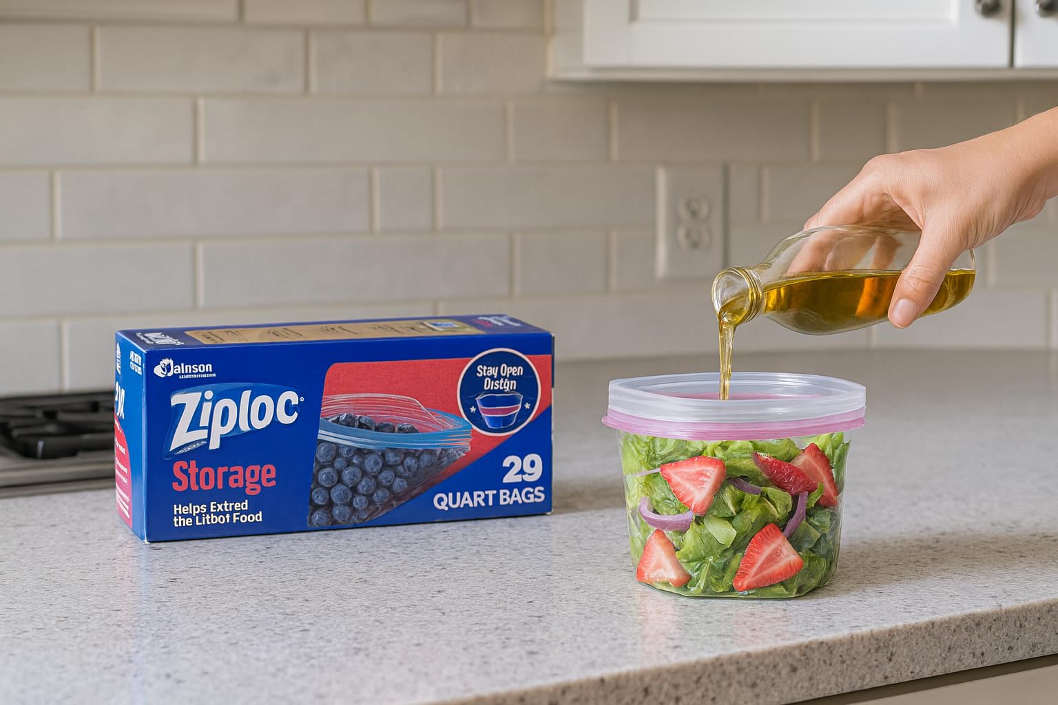 Ziploc Quart Food Storage Bags, Stay Open Design with Stand-Up Bottom, Easy to Fill, 80 Count customer photo 1