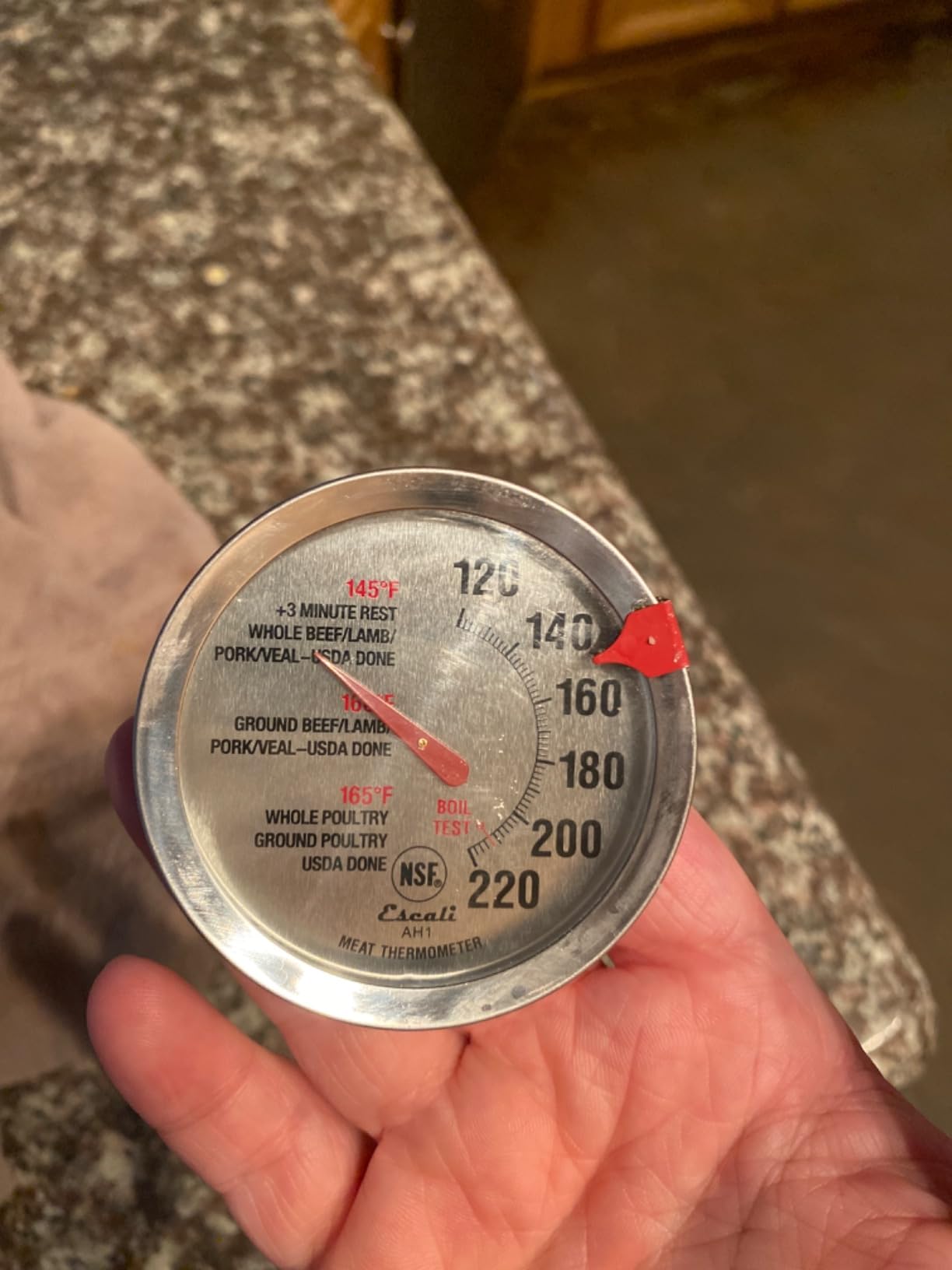 Escali AH1 Stainless Steel Oven Safe Meat Thermometer, Extra Large 2.5-inches Dial, Temperature Labeled for Beef, Poultry, Pork, and Veal Silver NSF Certified customer photo 2