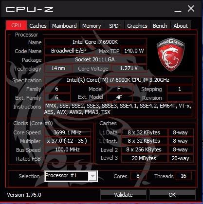 Intel Boxed Core i7-6900K Processor (20M Cache, up to 3.70 GHz) FC-LGA14A 3.2 8 BX80671I76900K customer photo 1