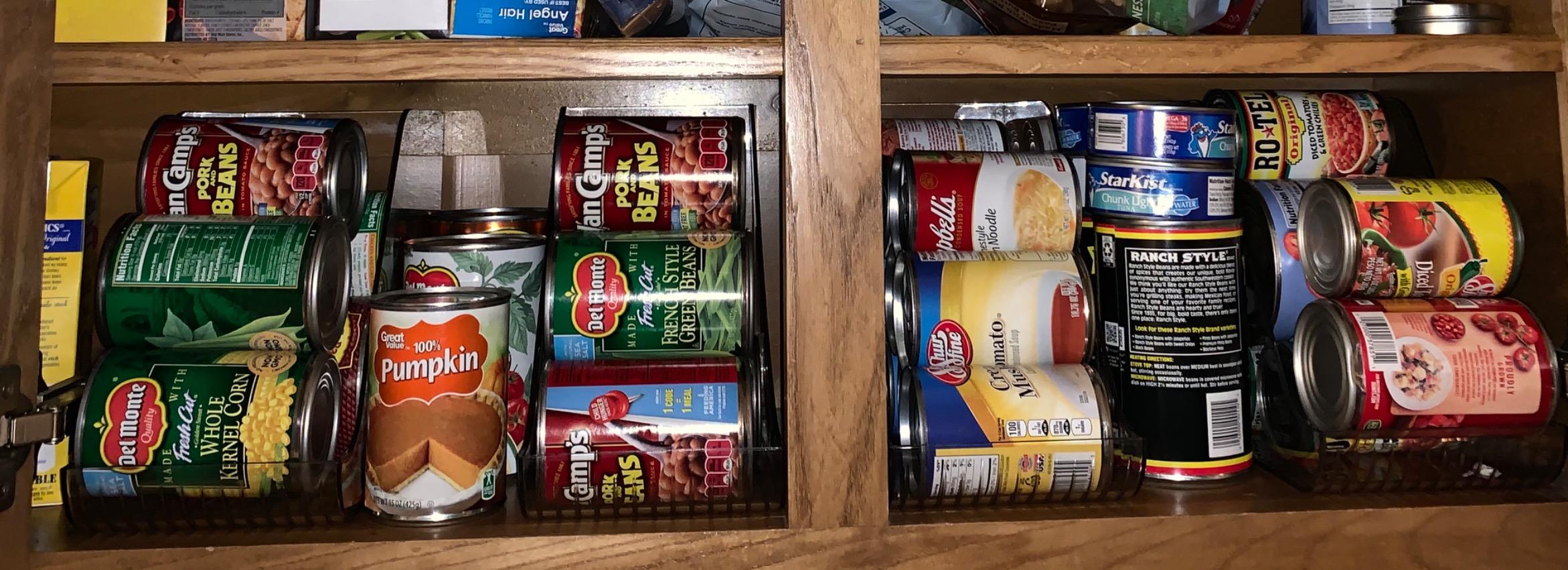 mDesign Can Organisers for Pantries, Fridge Drawers & Fridge Shelves - Kitchen Storage Solutions - for up to 7 Cans of Soda, Food, or Soups - Kitchen Accessories - Pack of 2 - Clear customer photo 2