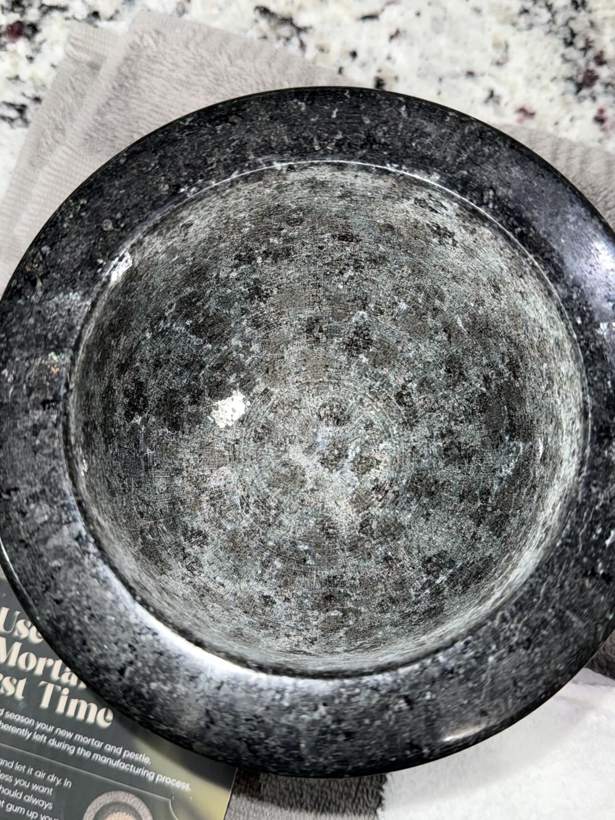 ChefSofi Mortar and Pestle Set - 6 Inch - 2 Cup Capacity - Unpolished Heavy Granite for Enhanced Performance and Organic Appearance - Included: Anti-Scratch Protector customer photo 2