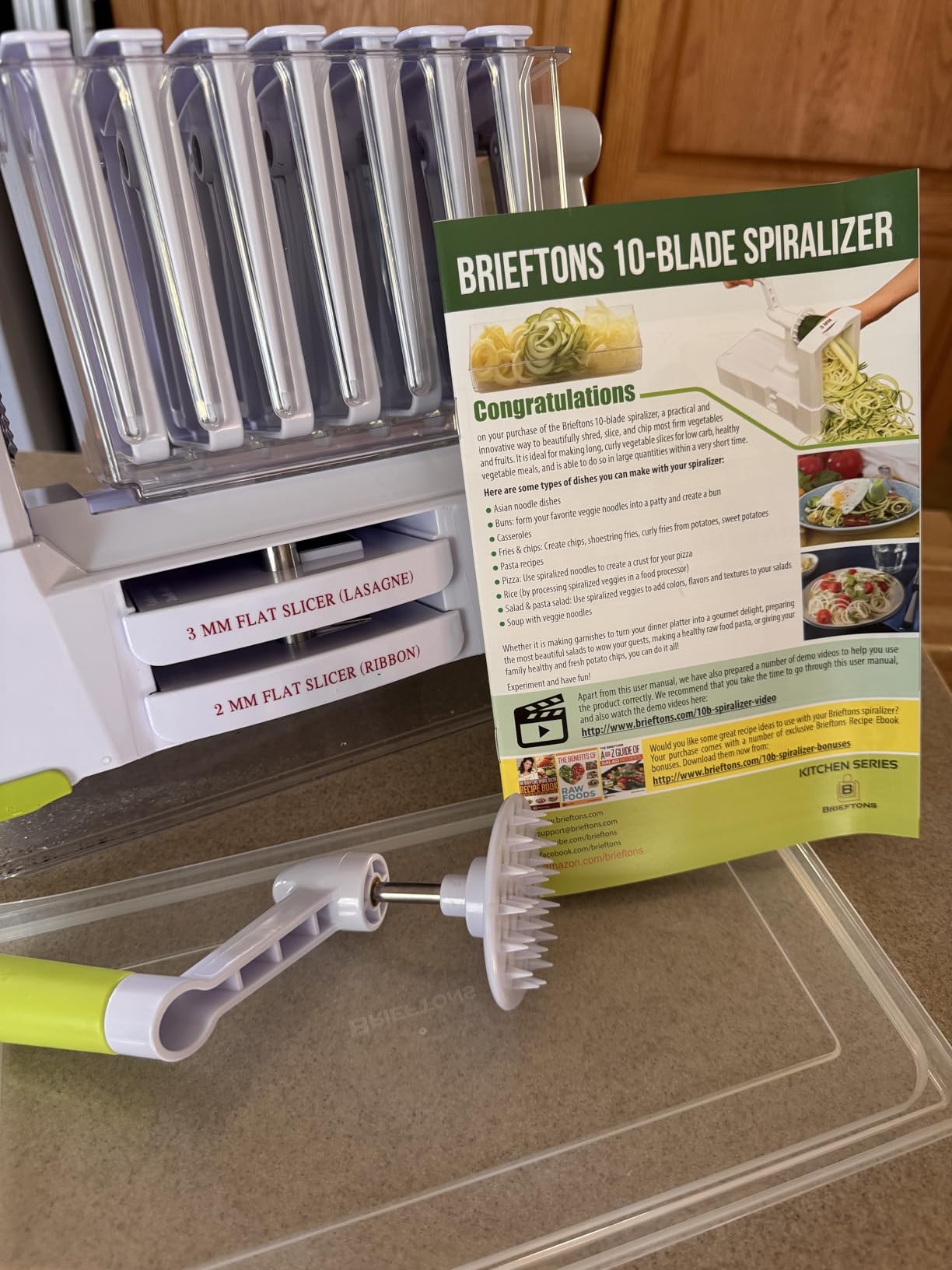 Brieftons 5-Blade Vegetable Spiralizer: Best Zucchini Spiral Slicer & Veggie Noodle Maker, Japanese Steel Blades, Strong Suction Cup, Blade Caddy, 4 Recipe eBooks | Low Carb, Vegan, Paleo, Gluten-Free customer photo 1