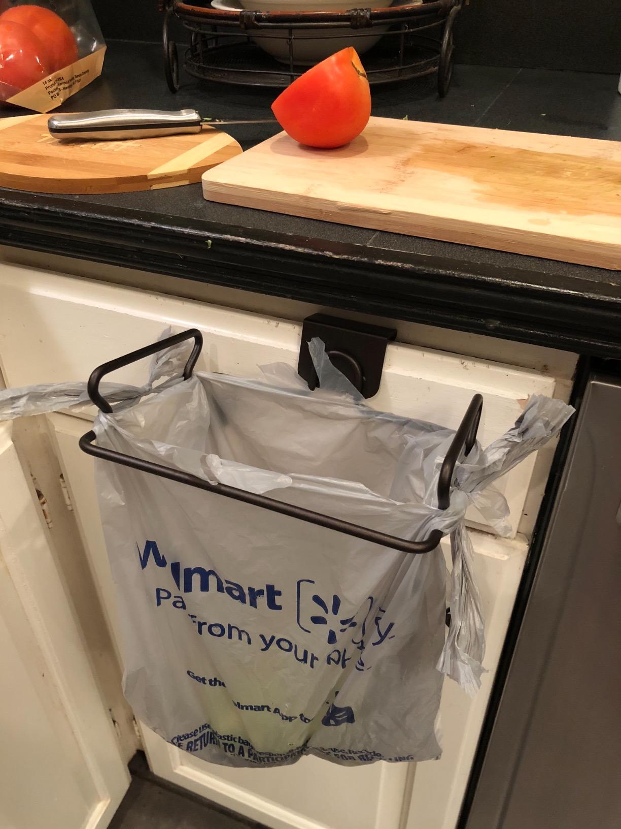 InterDesign Classico Over Cabinet Plastic Bag Holder - Storage Organizer for Kitchen, Bronze customer photo 1