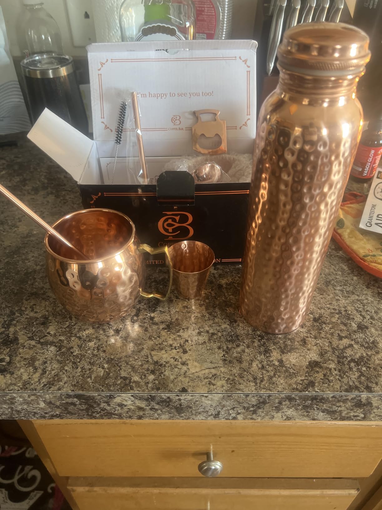 Moscow Mule Copper Mugs - Unique HANDCRAFTED Gift Set of 4, Hammered by Artisan, 100% Pure Solid Copper Cups 16oz for Drinking Water & Cocktails, Include 19 Pcs accessories & Special Opener customer photo 2