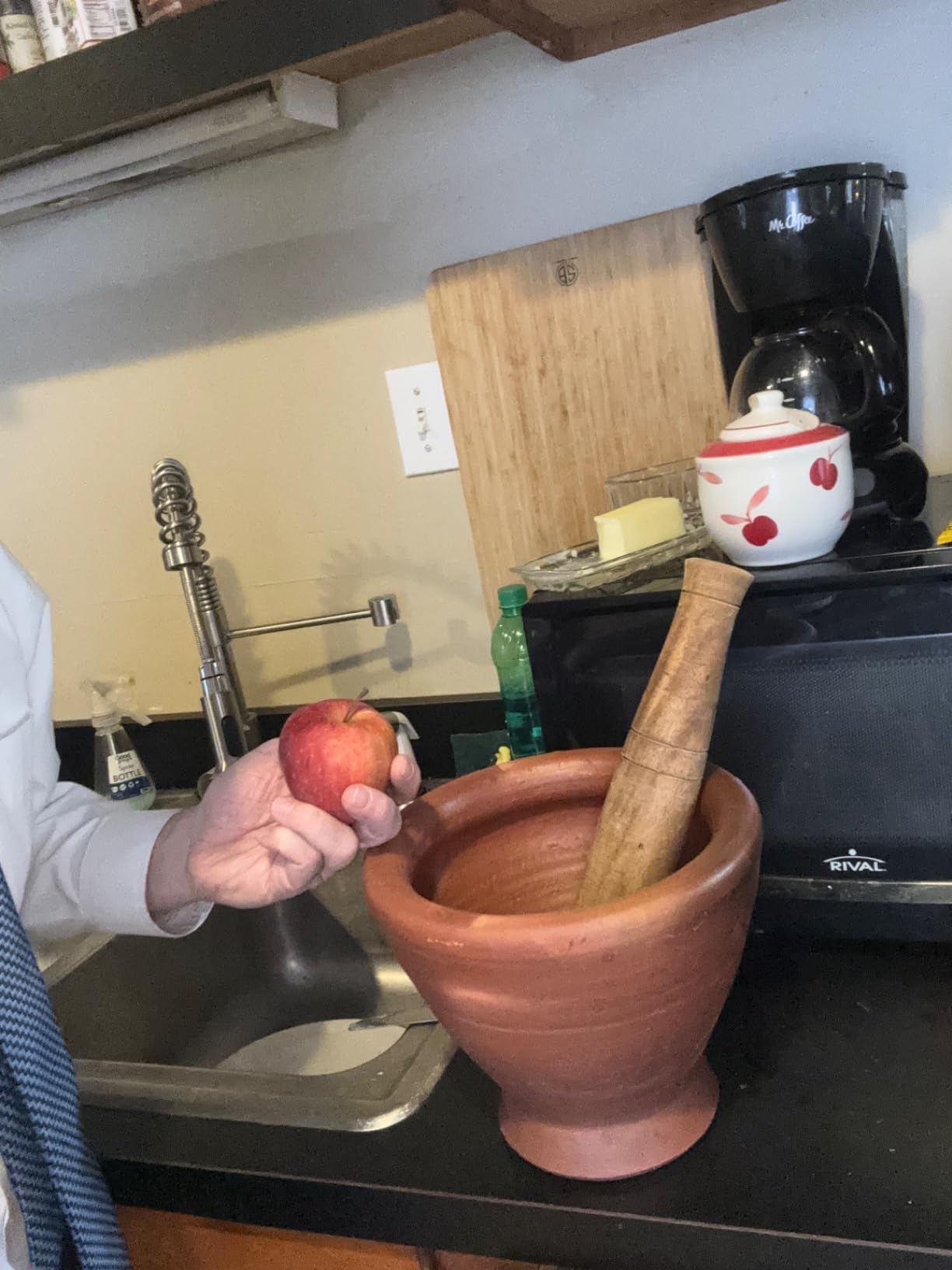 Thai & Laos Kruk Grinding Earthenware Clay Mortar with Palm Wooden Pestle, 6.75 Inches customer photo 1