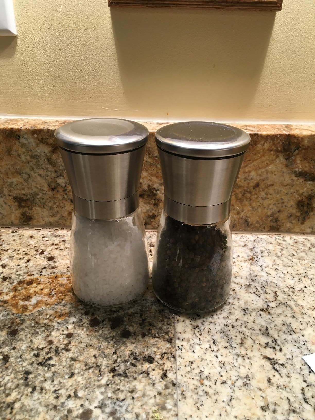 Home EC Original Stainless Steel Sea Salt and Pepper Grinder Set of 2 - Adjustable Ceramic - Glass Salt and Pepper Shakers - Kitchen Pepper Mill & Salt Mill W/Funnel & EBook customer photo 2