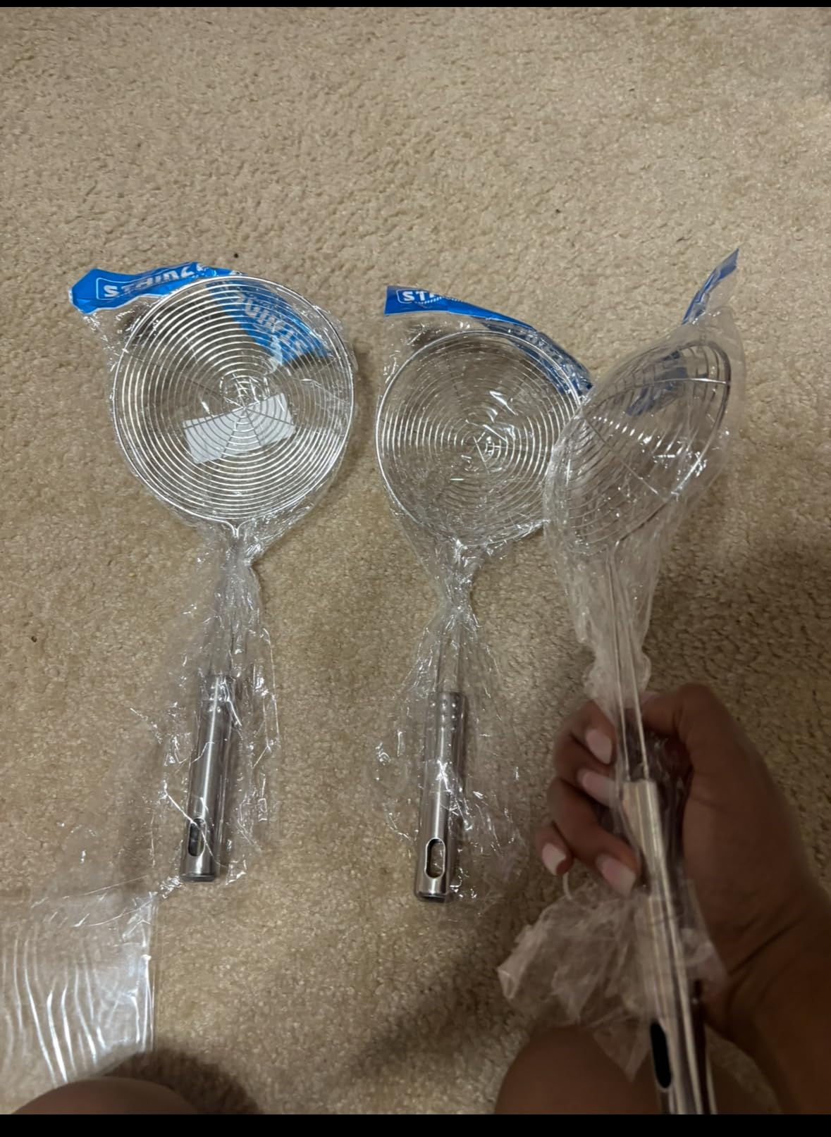 Spider Strainer Set of 3 Asian Strainer Ladle Stainless Steel Wire Skimmer Spoon with Handle for Kitchen Frying Food, Pasta, Spaghetti, Noodle-30.5cm, 32cm, 35cm customer photo 1