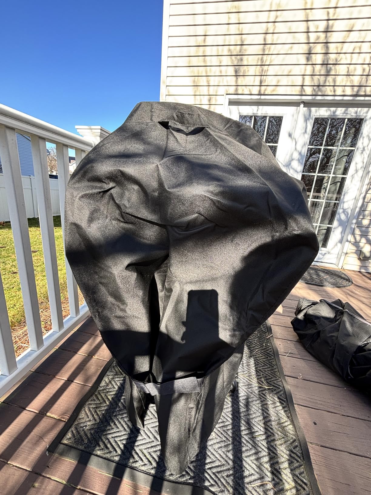 SunPatio Grill Cover 55 Inch, Outdoor Heavy Duty Waterproof Barbecue Gas Cover, UV & Fade Resistant, All Weather Protection Compatible for Weber Charbroil Nexgrill Kenmore Grills and More, Black customer photo 1