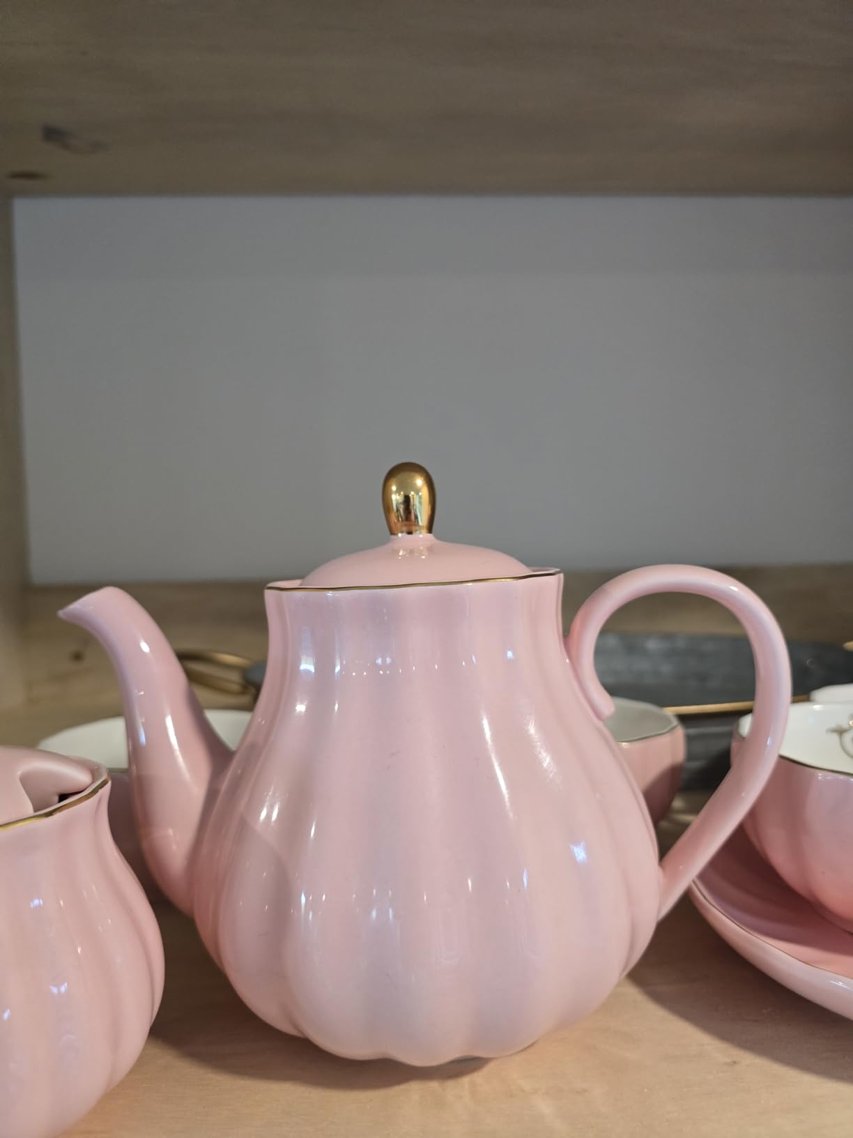 Porcelain Tea Sets British Royal Series, 8 OZ Cups& Saucer Service for 6, with Teapot Sugar Bowl Cream Pitcher Teaspoons and tea strainer for Tea/Coffee, Pukka Home (Pure White) customer photo 2