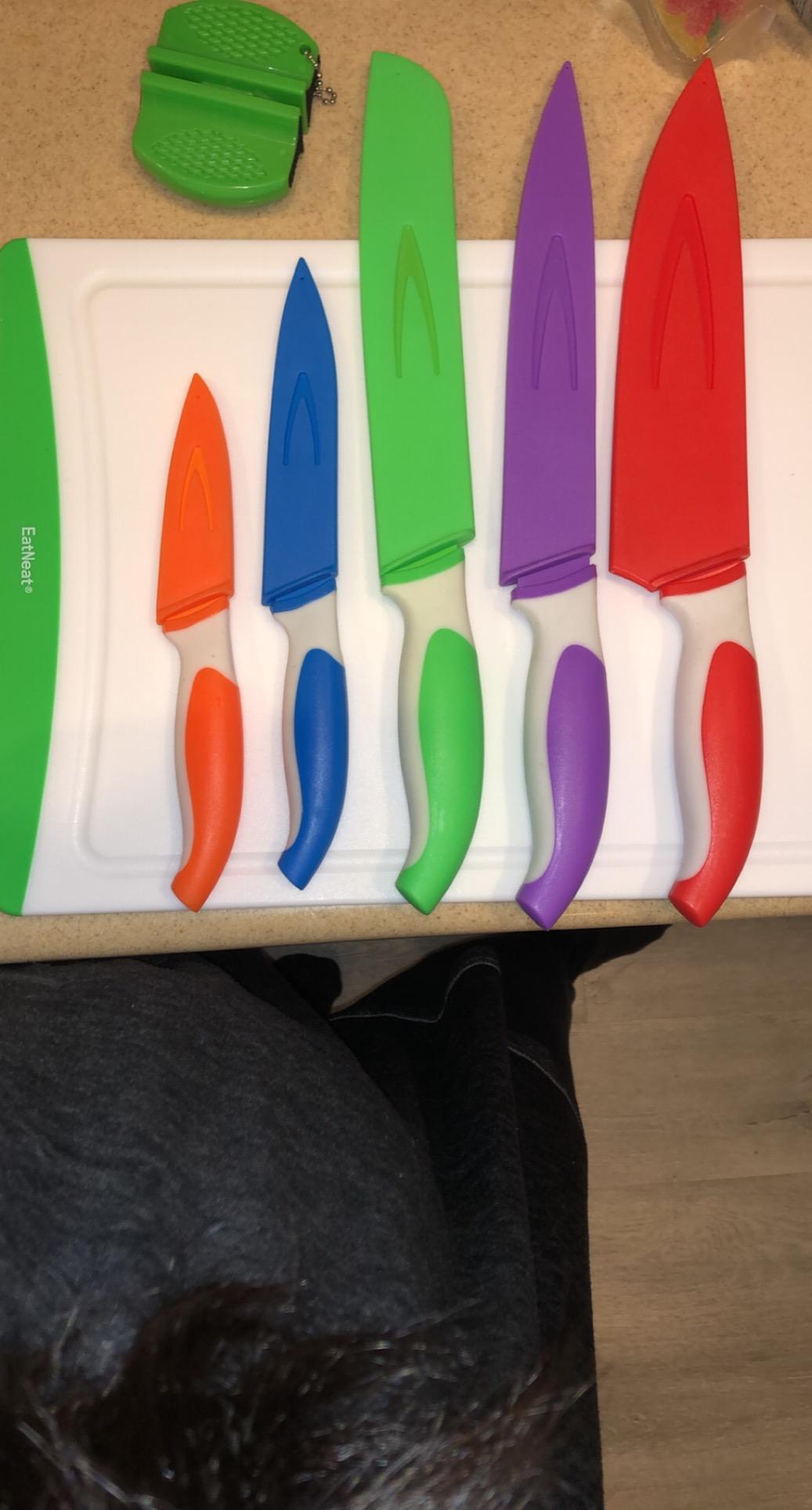 EatNeat 12-Piece Knife Set - Chef, Bread, Carving, Utility & Paring Knives with Sheaths, Sharpener & Cutting Board - Non-Stick Stainless Steel, Ergonomic, Dishwasher Safe - Ideal for Home, RV & Gift customer photo 2