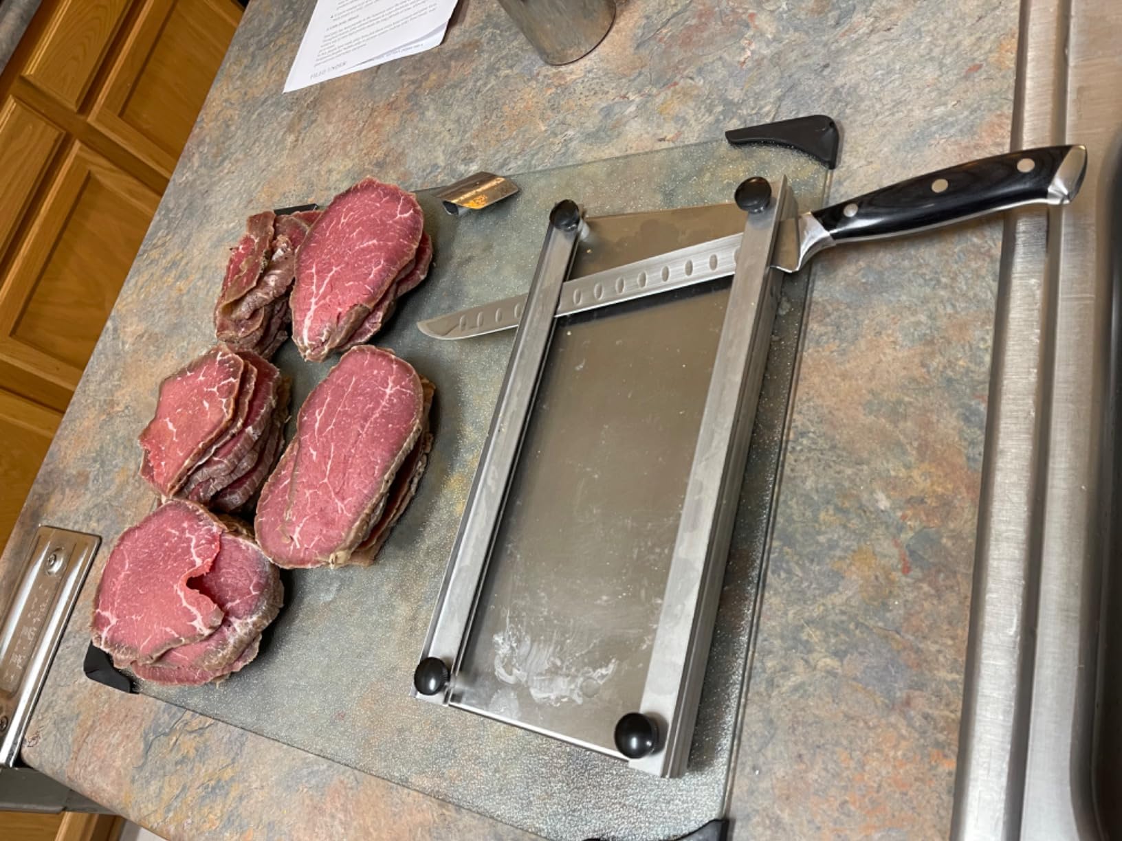 Meat slicer Stainless Steel Jerky Maker Cutting Board With 10-Inch Professional Slicing and Carving Knife customer photo 2