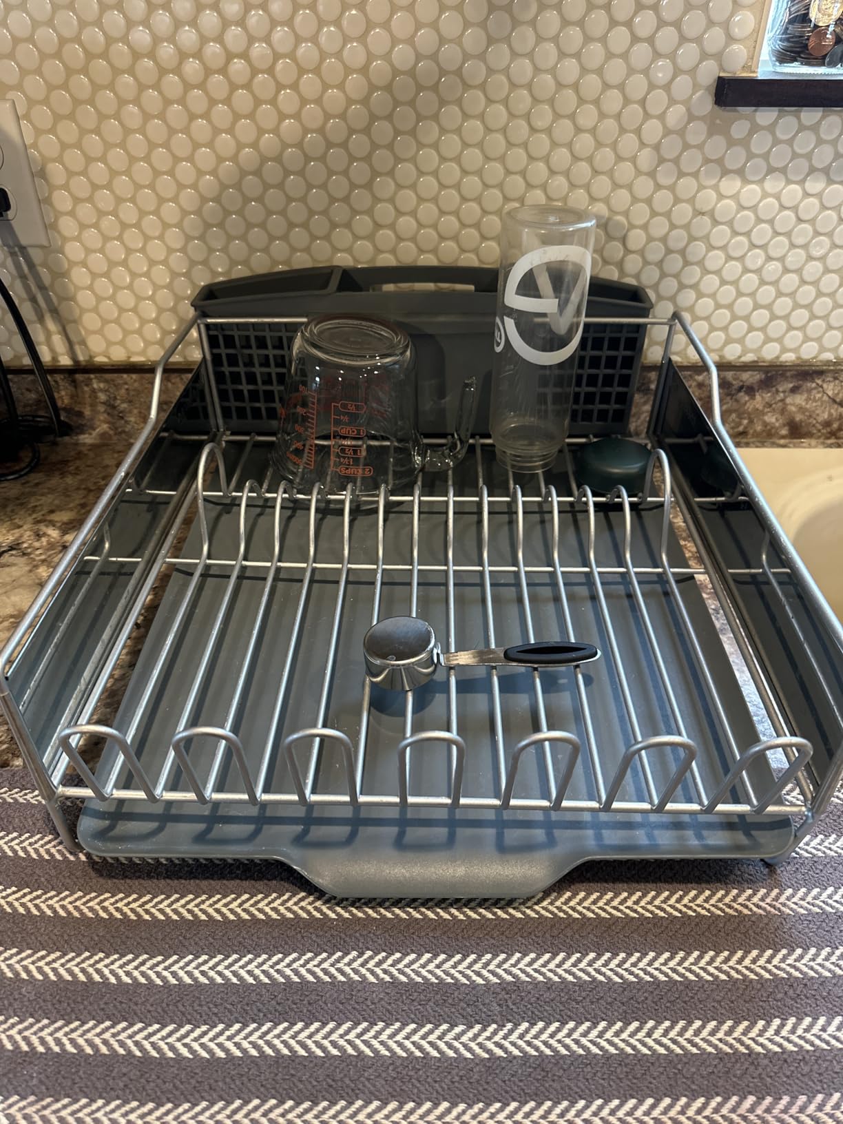KitchenAid Large Capacity Full Size Rust Resistant Dish Rack with Angled Drain Board and Removable Flatware Caddy, Light Grey customer photo 2