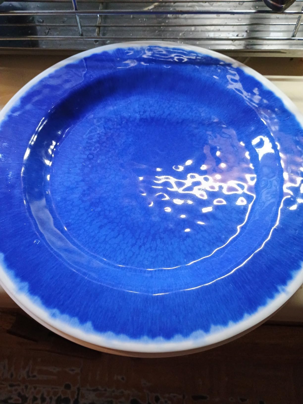 Melamine Dinnerware Set - 12 Pcs Dinner Dishes Set for 4, Plates and Bowls Set for Indoor & Outdoor Use- Dishwasher Safe, Unbreakable, Blue customer photo 2