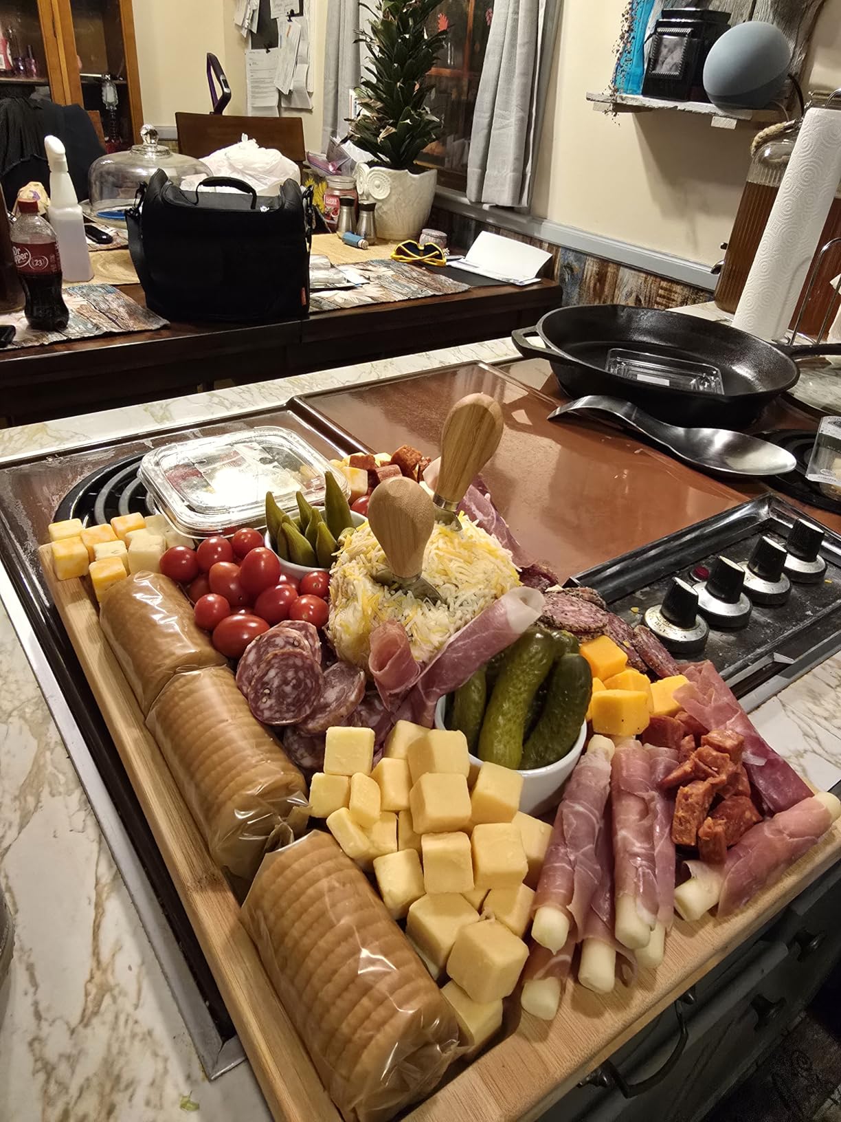 Bamboo Cheese Board with Knives & Bowls - Extra Large Wooden Cutting Board Platter for Wine & Charcuterie customer photo 2