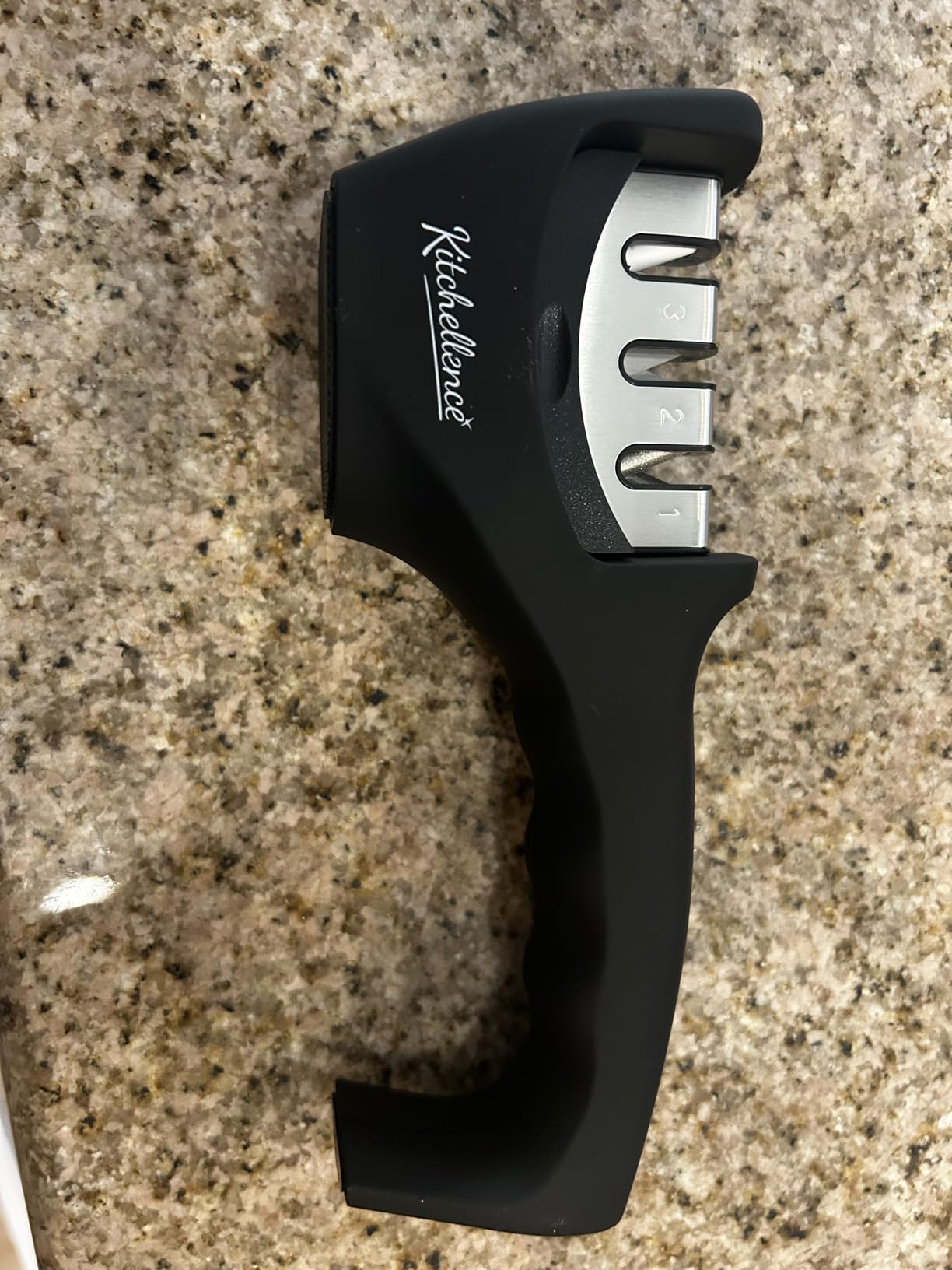 4-in-1 Kitchen Knife Accessories: 3-Stage Knife Sharpener Helps Repair, Restore, Polish Blades and Cut-Resistant Glove (Black) customer photo 2