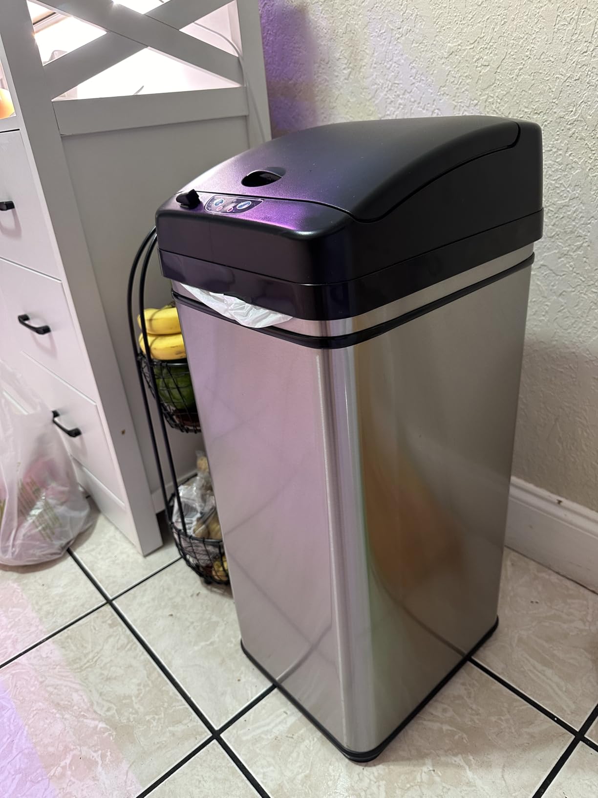 iTouchless 13 Gallon Oval Sensor Trash Can with Odor Filter, 50 Liter Automatic Kitchen Garbage Bin, Fingerprint-Proof Stainless Steel, Smart Hands-Free Motion Lid, Quiet Soft-Close customer photo 2