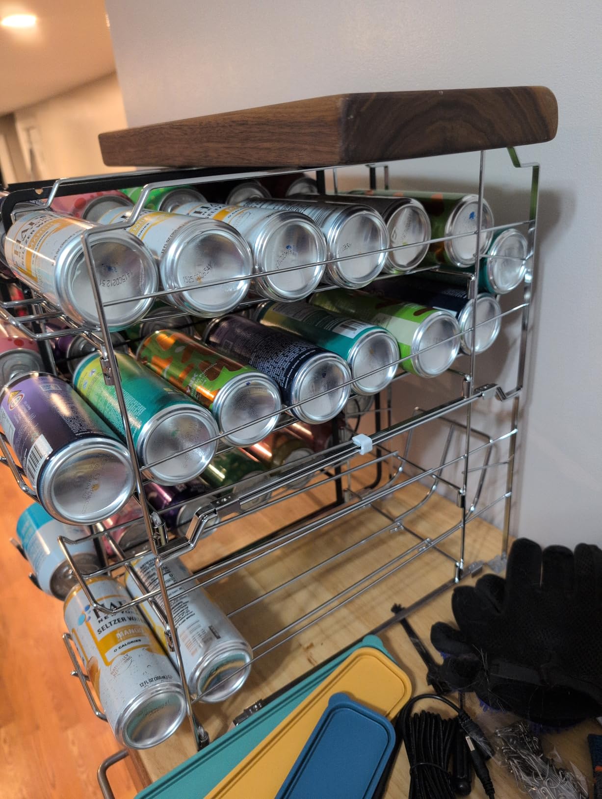 Simple Houseware Stackable Front Loading Beverage Can Dispenser Rack, Chrome - 2 Pack customer photo 1
