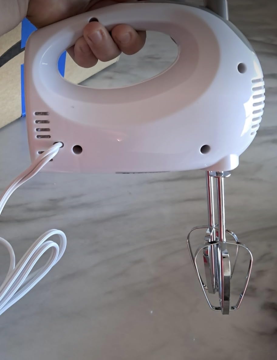 OVENTE 5-Speed Corded Electric Hand Mixer with Stainless Steel Whisks, Compact Portable Design with Snap-On Storage Case, 150W Lightweight Handheld Mixer for Baking & Cooking, Red HM151R customer photo 1