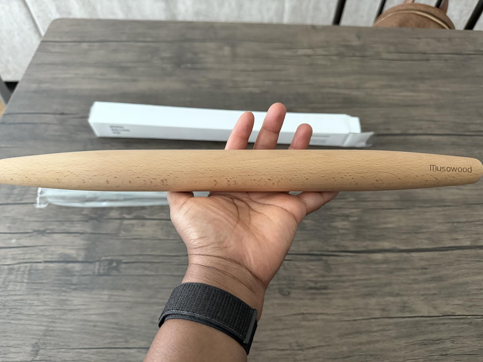 Muso Wood Wooden French Rolling Pin for Baking, Beech Wood Tapered Rolling Pin for Fondant Pie Crust Cookie Pastry(French 15.75-Inch) customer photo 2