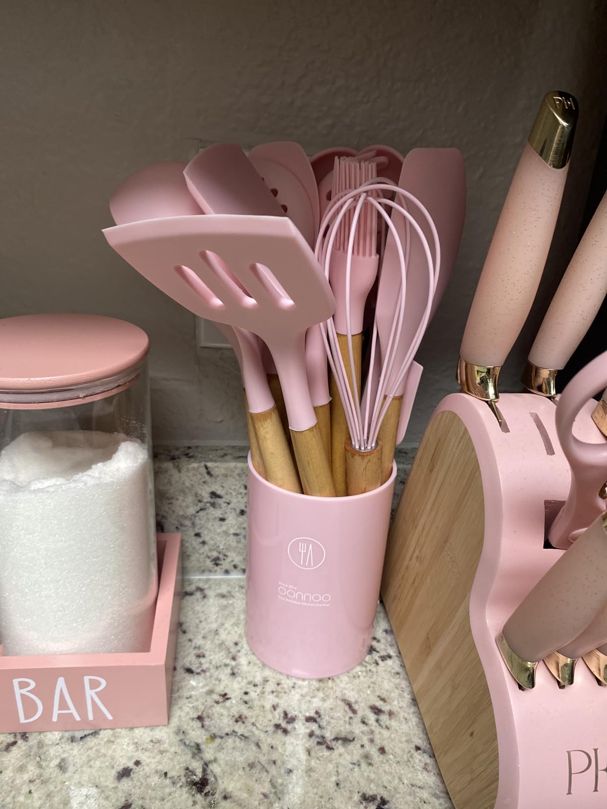 oannao Silicone Cooking Utensils Kitchen Utensil Set - 446F Heat Resistant Silicone Kitchen Utensils Set, Spatula, Turner Tongs, Spoon, Whisk, Kitchen Gadgets for Nonstick Cookware, BPA Free (Gray) customer photo 2