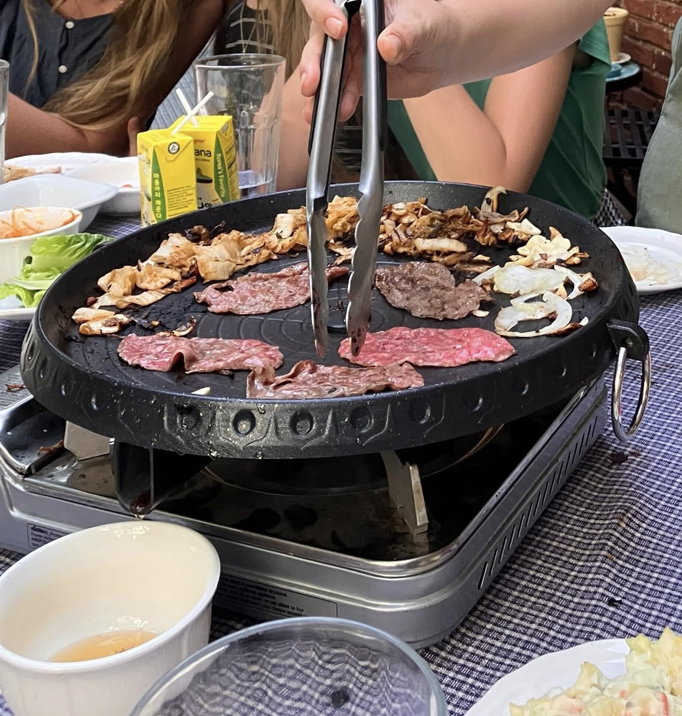 Korean Style BBQ Grill Pan with Maifan Coated Surface Non-stick Smokeless Barbecue Plate for Indoor Outdoor Grilling 32x32cm customer photo 1